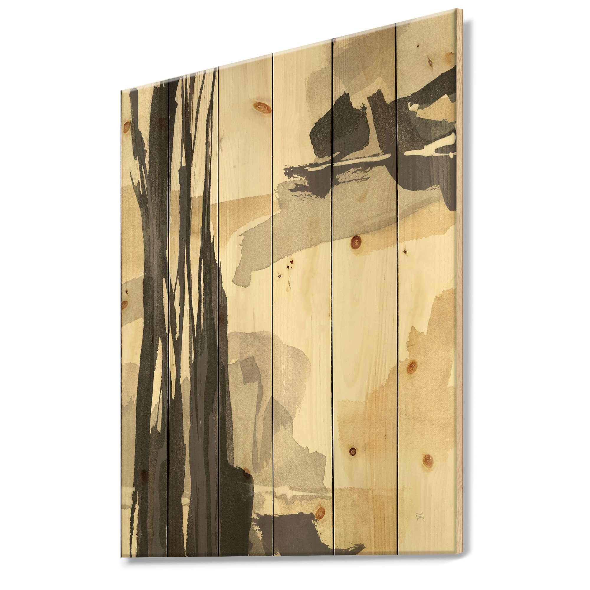 DesignQ Glam Dancing Shape II Modern Wood Wall Art - Large Abstract Wood Wall Decor Printed on Natural Pine - Beige Contemporary Wood Panels for Living Room, Bedroom & Office Decor