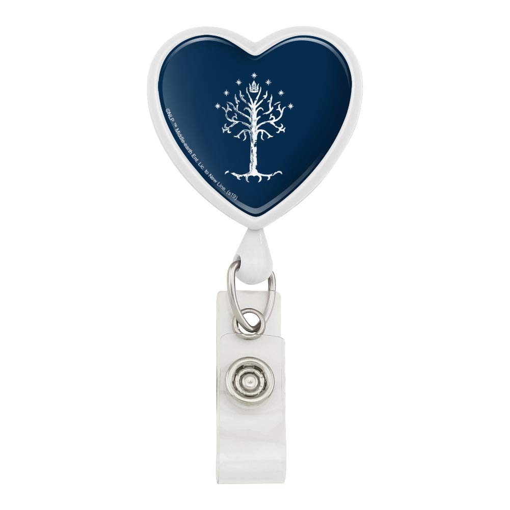 The Lord of The Rings Tree of Gondor Heart Lanyard - Retractable Reel Badge ID Card Holder for Work, Events & Conventions | LOTR Inspired Accessory