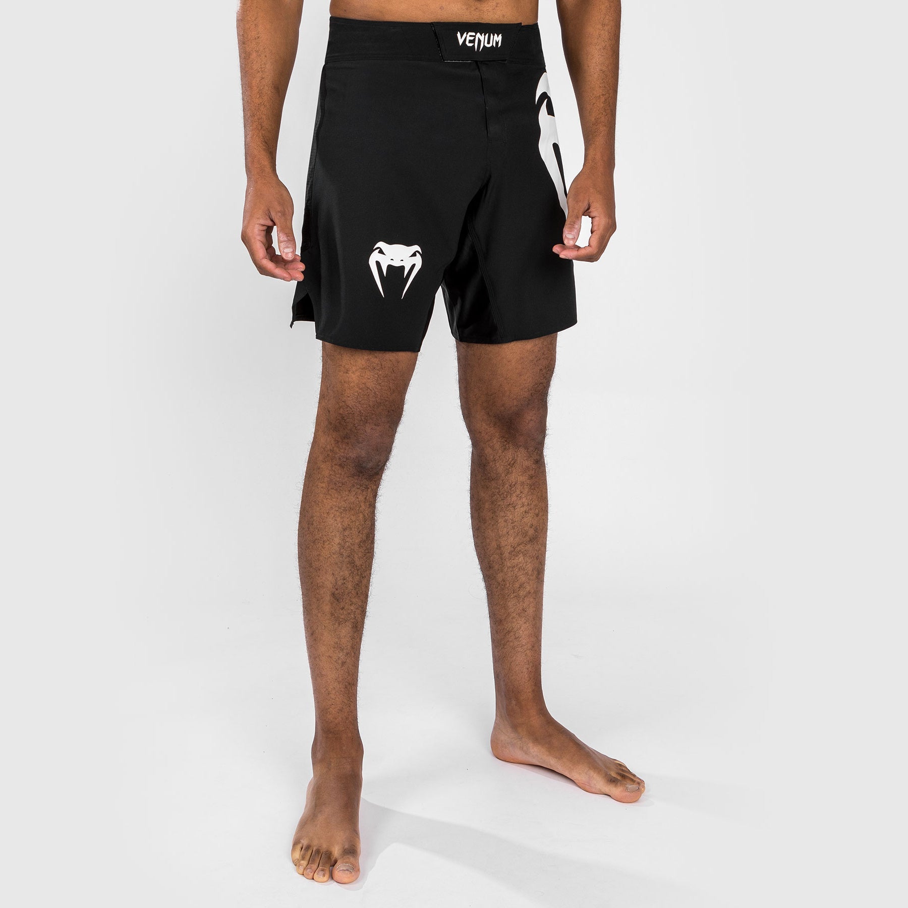 Venum Light 5.0 Fight Shorts - Black & White MMA Training Shorts for Men - Perfect for Boxing, Muay Thai & Combat Sports Workouts