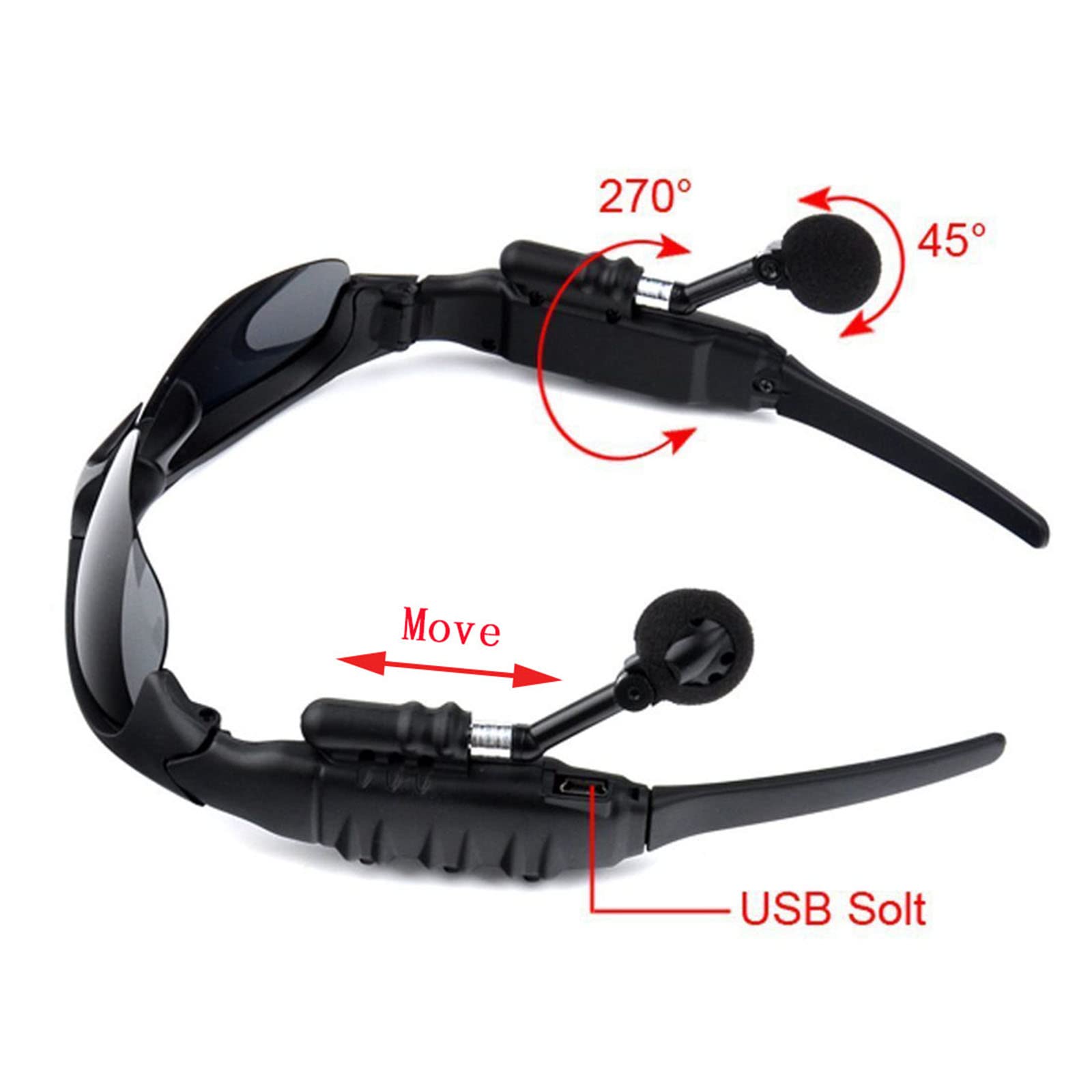 Wireless Bluetooth Sunglasses with Anti-UV & Built-in Stereo Headphones - Hands-Free Calling & Music for iPhone Android Smartphones - Perfect for Running, Cycling, Driving (Black-Gray)