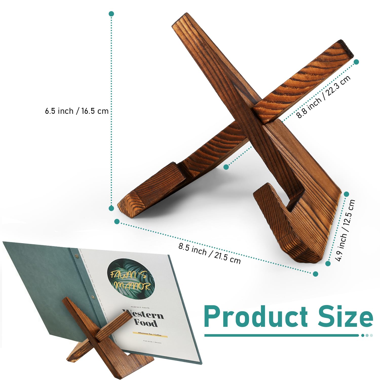 **Wooden Cookbook Stand for Kitchen - 3-Pack Recipe Book Holder for Countertops, Rustic Country-Style Cooking Accessory | Perfect for Baking, Meal Prep & Reading Recipes**