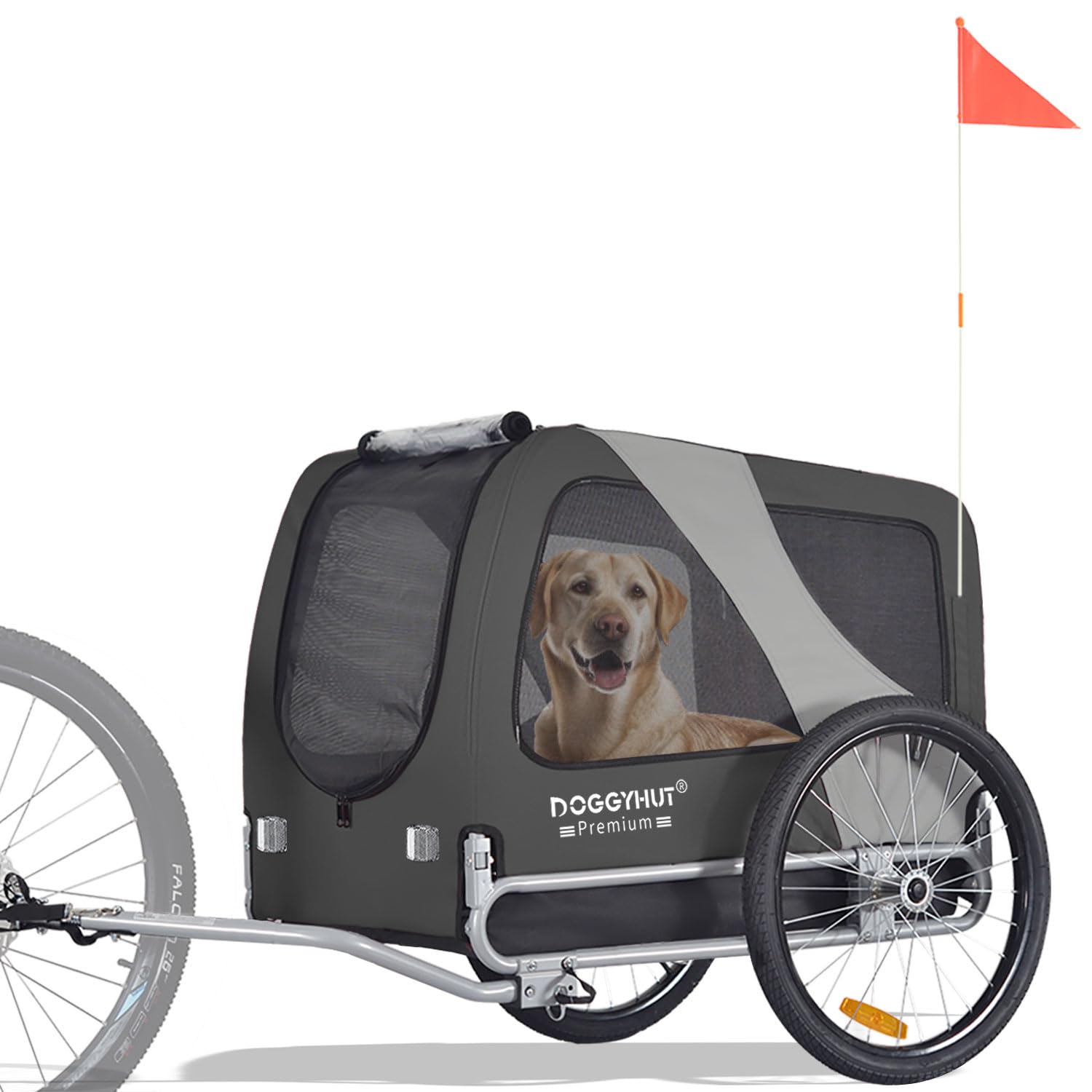 DOGGYHUT® Premium Large Dog Bike Trailer for Medium to Large Dogs - Heavy Duty 78 lbs Capacity Pet Bicycle Carrier with Low Center Gravity & Easy Fold Frame - Perfect for Cycling Adventures, Park Trips and Outdoor Exercise with Your Dog