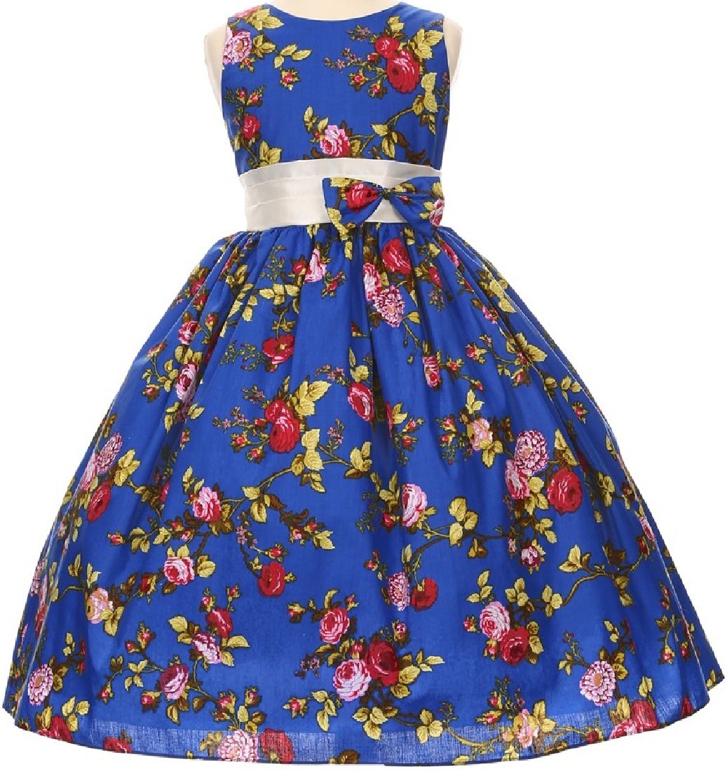 Little Girls Sleeveless Organza Floral Print Dress - Elegant Flower Design for Special Occasions, Birthday Parties & Photo Shoots