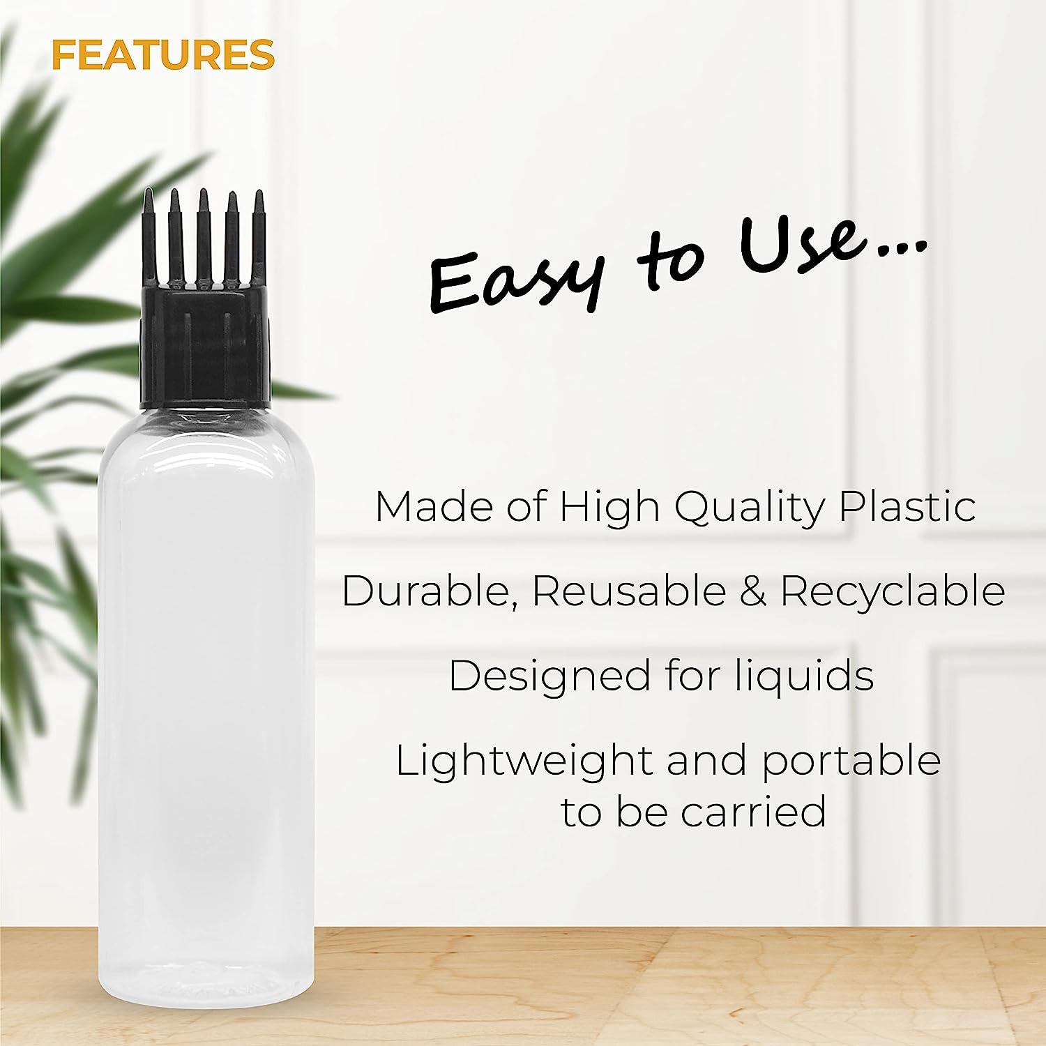 Refillable 100ml Empty Hair Root Comb Applicator Bottle for Hair Oil, Shampoo & Medicine - Pack of 3 | Perfect for Salon, Travel & Home Hair Care
