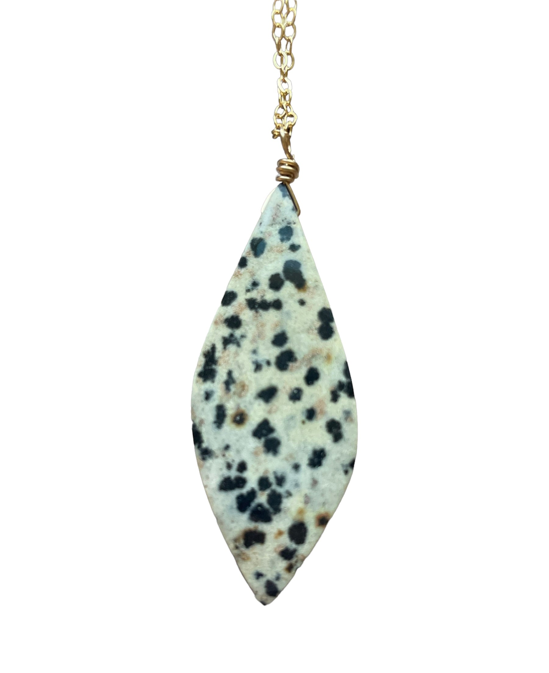 Dalmatian Jasper Pendant Necklace - 14K Gold Filled Healing Stone Jewelry for Women - Perfect for Spiritual Healing, Meditation & Everyday Wear