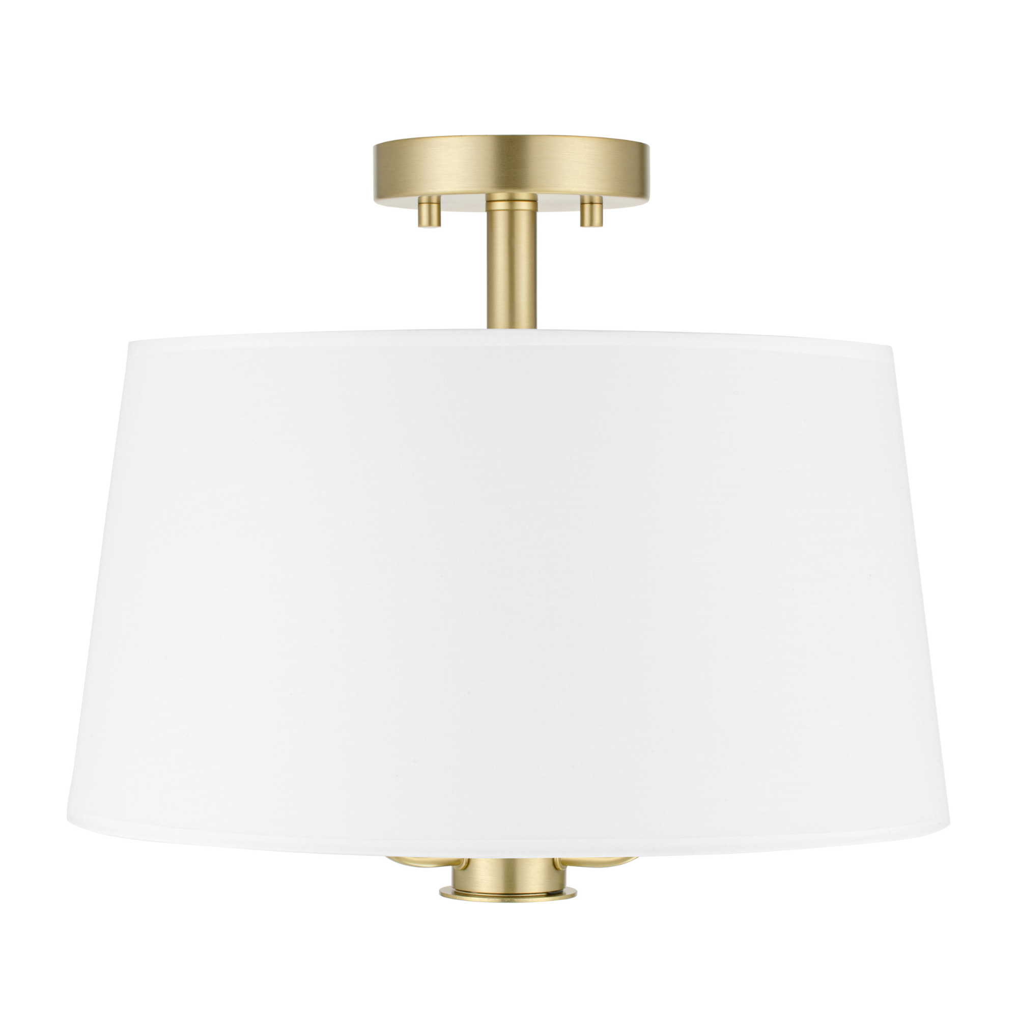 3-Light Billet Convertible Pendant/Semi-Flush Mount Ceiling Light - Brushed Gold Finish with Fabric Shades - Perfect for Dining Room, Kitchen Island, or Bedroom Lighting