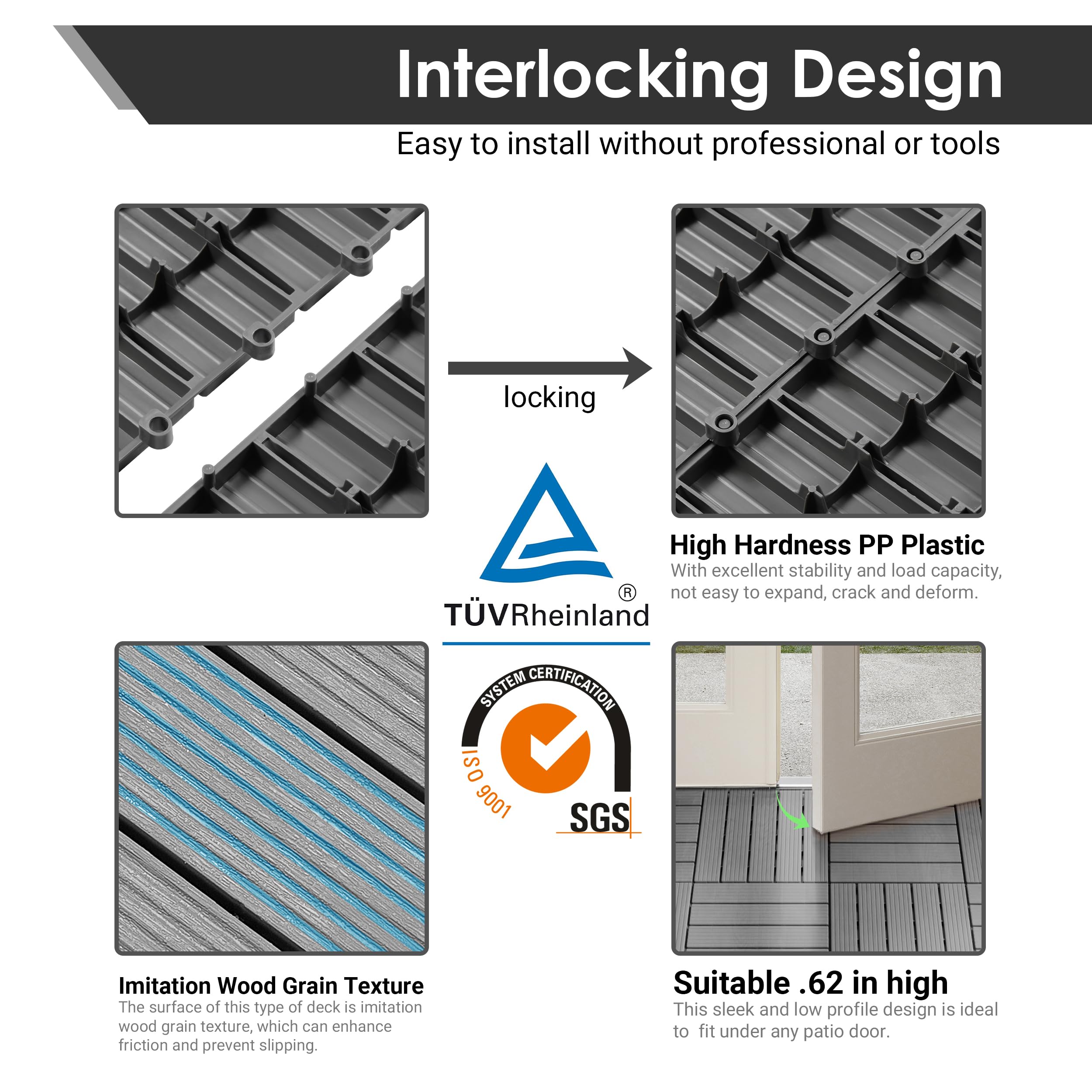 PrimeZone 27 PCS Interlocking Deck Tiles - 12