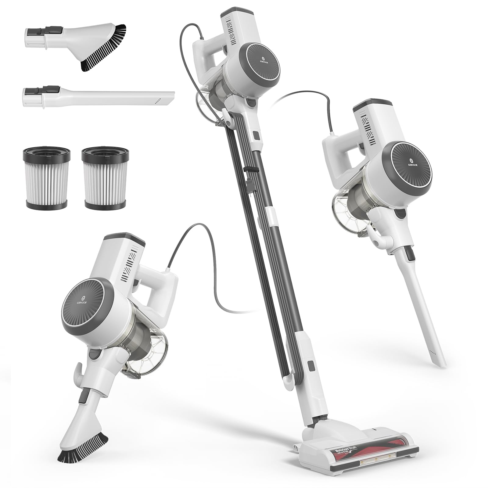 Girnoor 600W Powerful 20KPA Suction Corded Stick Vacuum Cleaner with LED Floor Head - Lightweight Handheld Vacuum for Hardwood Floors, Carpets & Pet Hair - Self-Standing Design with Multi-Tool Attachments - Perfect for Home Cleaning, Quick Pickups & Pet Owners (Model G165)