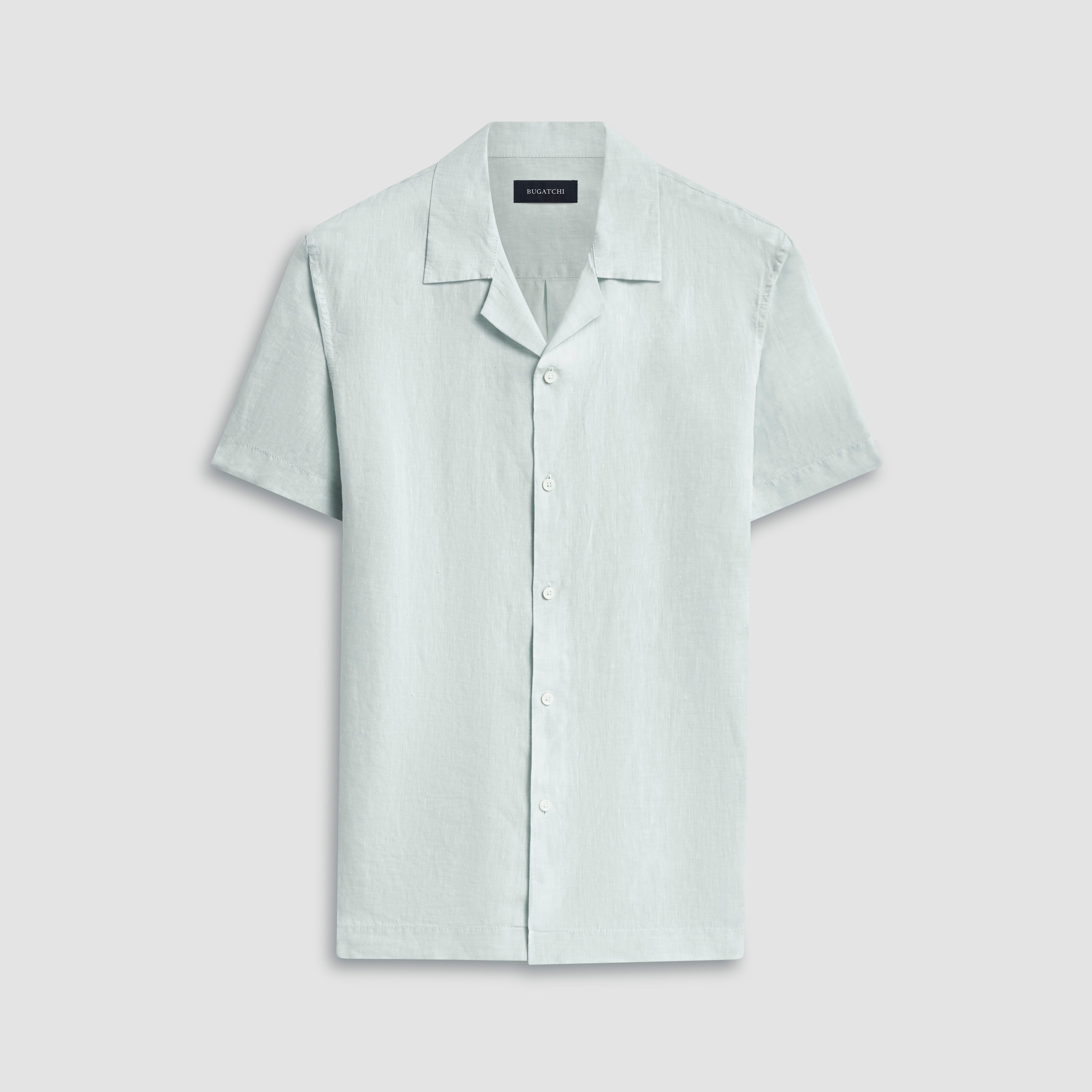 Jackson Men's Solid Short Sleeve Linen Shirt - Breathable Casual Button Up for Summer, Beach & Outdoor Activities
