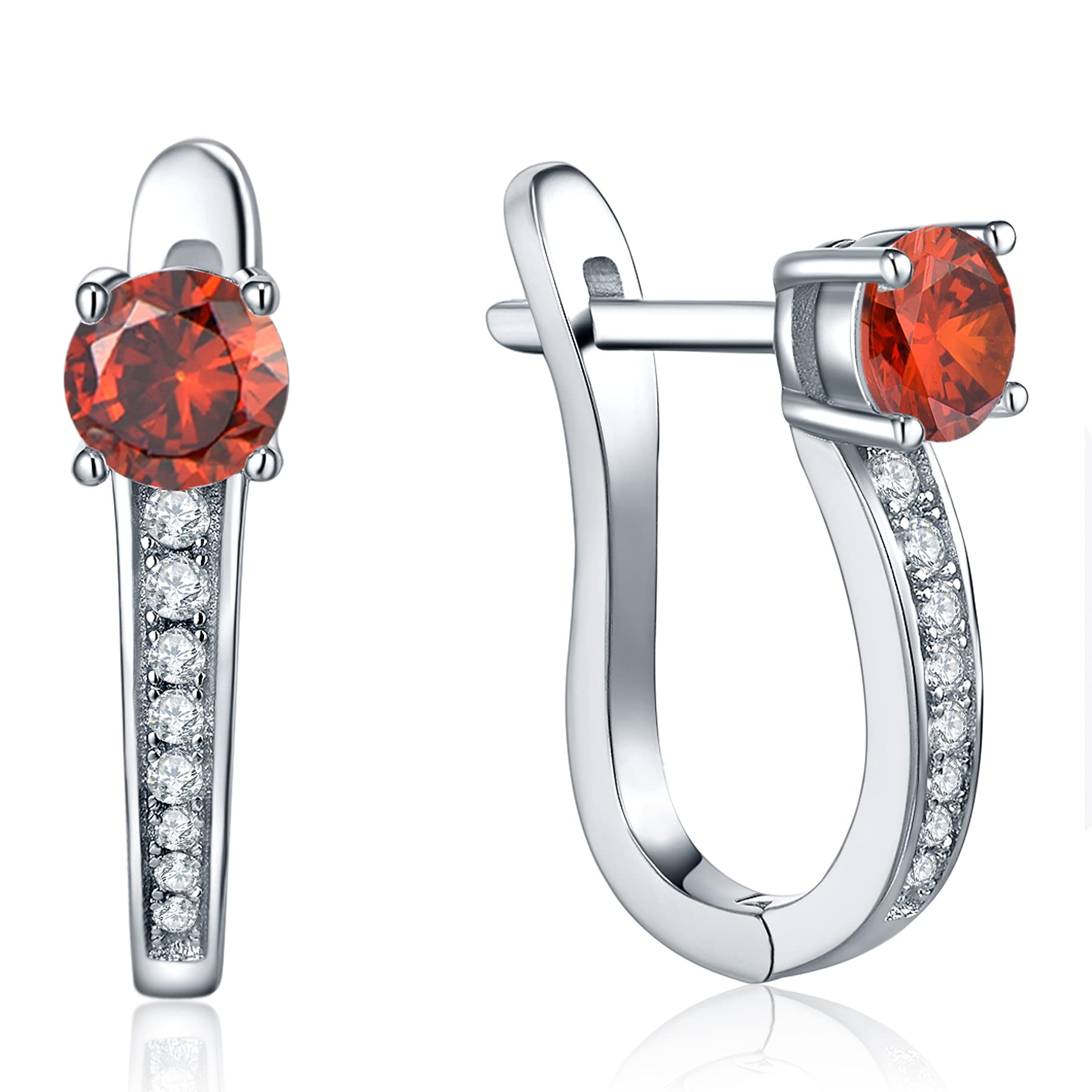 925 Silver Hoop Earrings with 18K Gold Plating & Birthstones - Elegant for Daily Wear