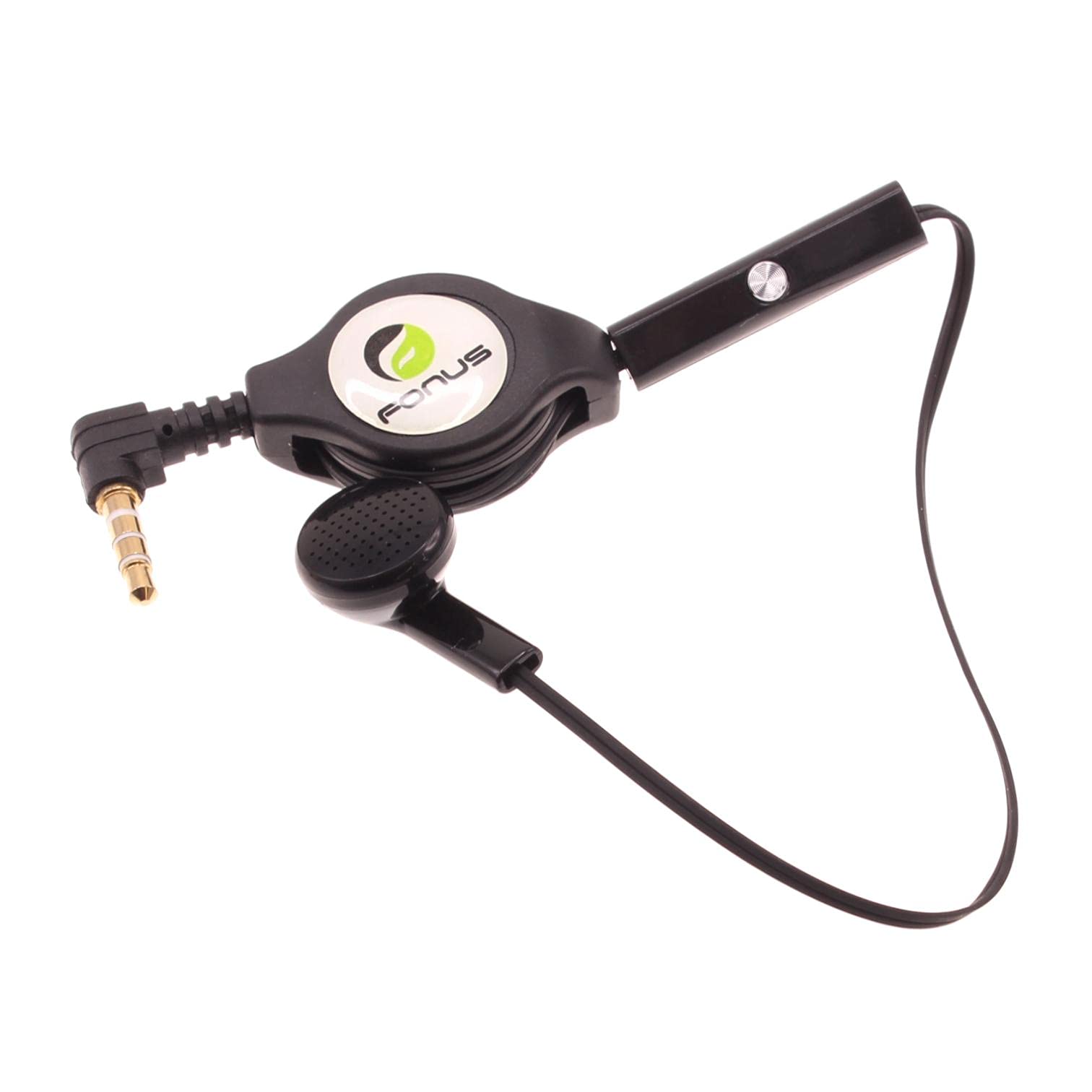 Retractable Mono Earphone with Mic - 3.5mm Headset for Motorola Moto G Stylus 5G | Hands-Free Earbud for Driving, Gaming & Work Calls | Compatible with Moto G Stylus 5G Smartphone