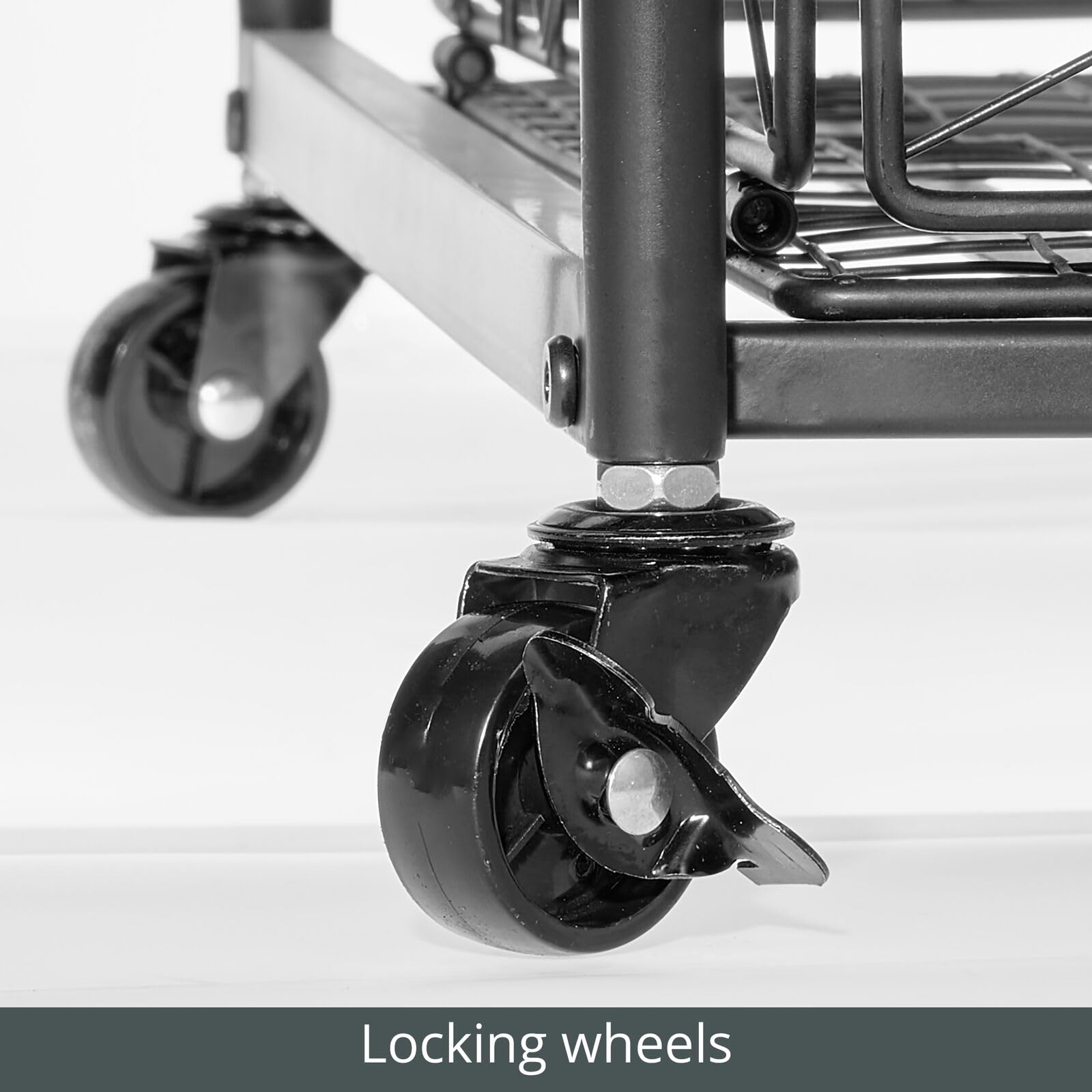 mDesign Small Portable Mini Fridge Storage Cart with Wheels - Mobile Rolling Organizer for Refrigerator, Microwave & Appliances - Includes Drawer Basket - Perfect for Dorm Room, Studio & Small Apartments - Black - Ideal for Kitchen Storage, Bedroom Organization & Small Space Living