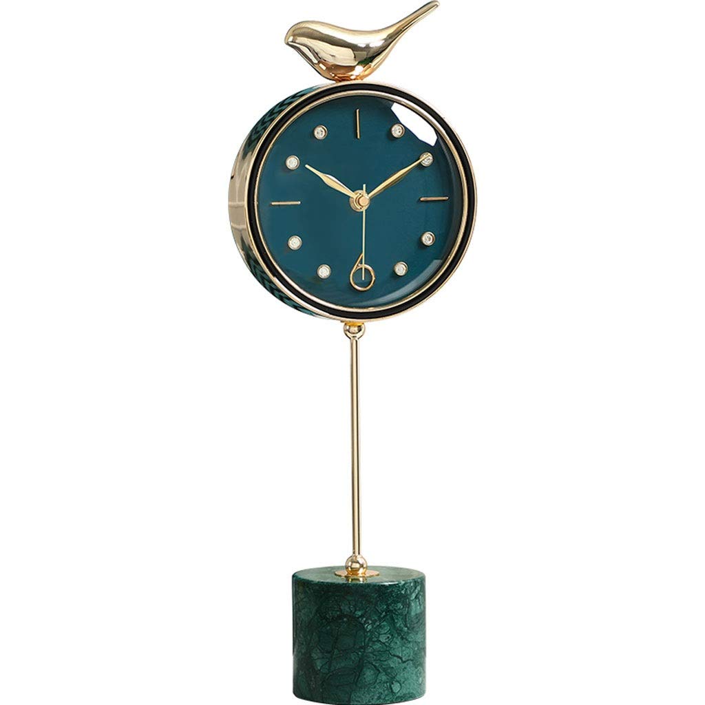 Large Marble Desk Clock - Modern Minimalist Silent Quartz Clock for Home & Office - Retro Style Alarm Clock - Perfect for Living Room, Bedroom, or Workspace Decor (Color: A)