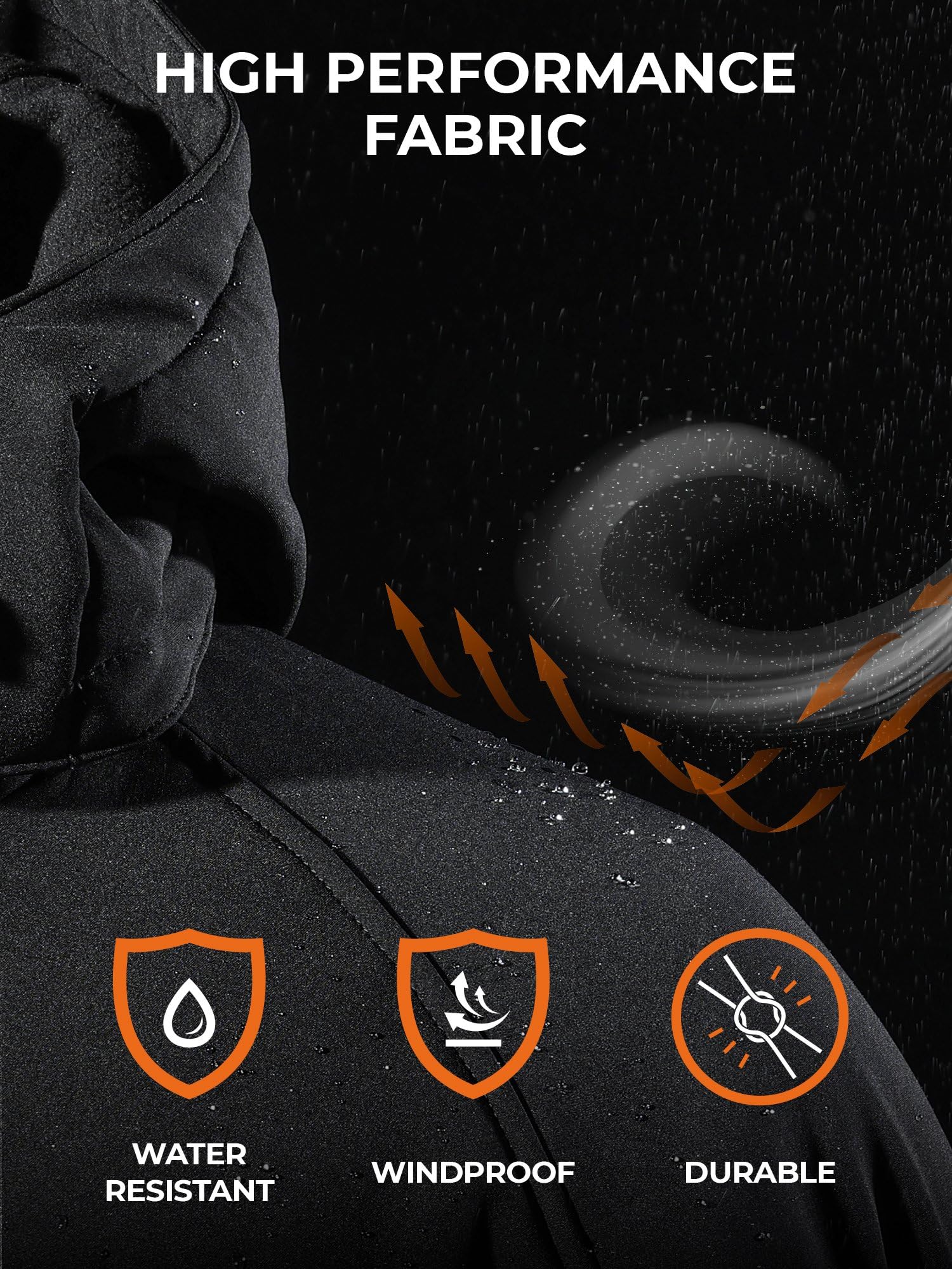 ORORO Men's 4 Heat-Zone Heated Jacket with Rechargeable Battery - Soft Shell Winter Jacket with Detachable Hood - Perfect for Outdoor Work, Skiing & Cold Weather Activities (Charger Not Included)
