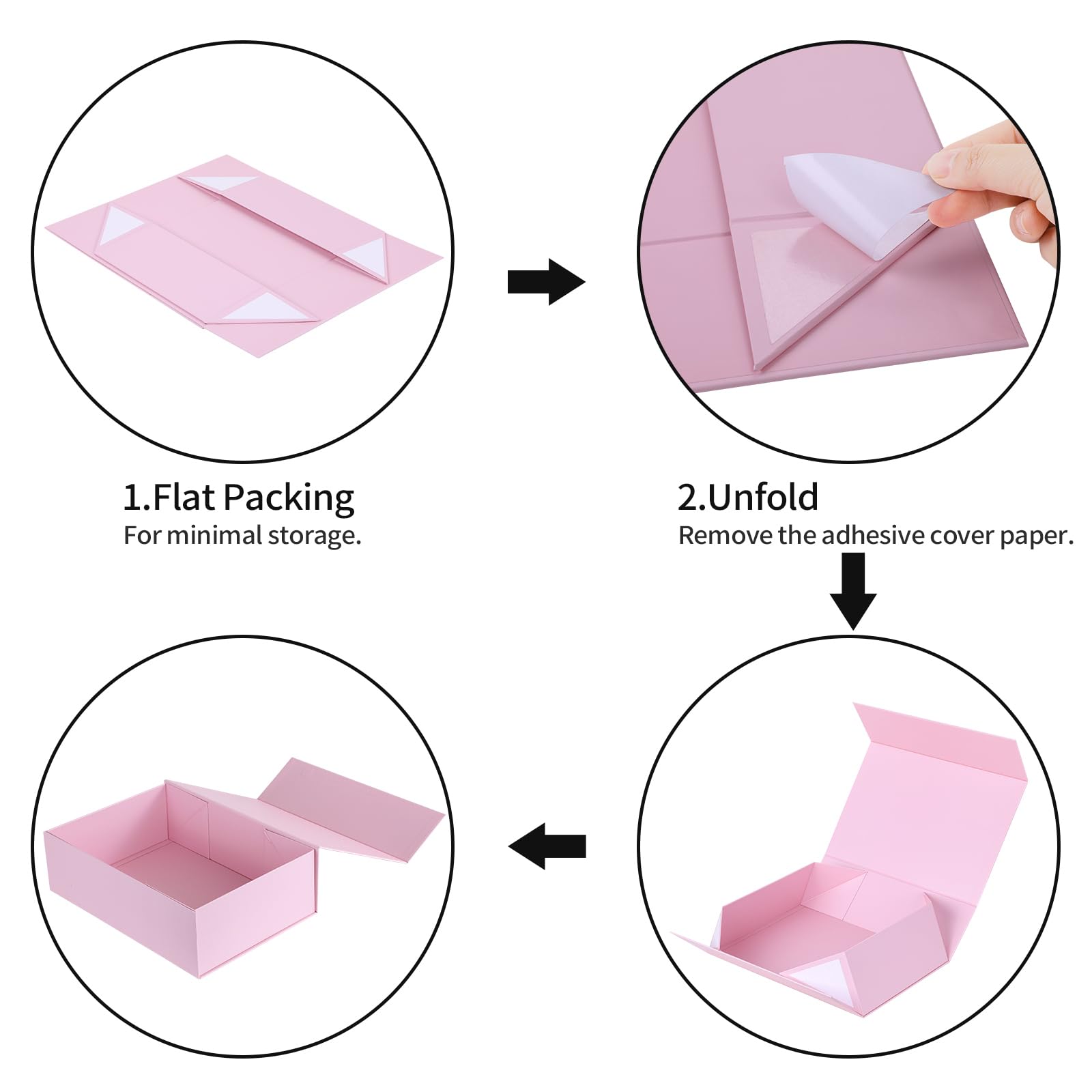 ELONG HOME 13x9x4 Inch Large Pink Gift Box with Ribbon & Magnetic Closure - DIY Paintable Wedding Shower, Bridal Party, Valentine's Day Present Box - Perfect for Jewelry, Cosmetics, Keepsakes & Special Occasion Gifts