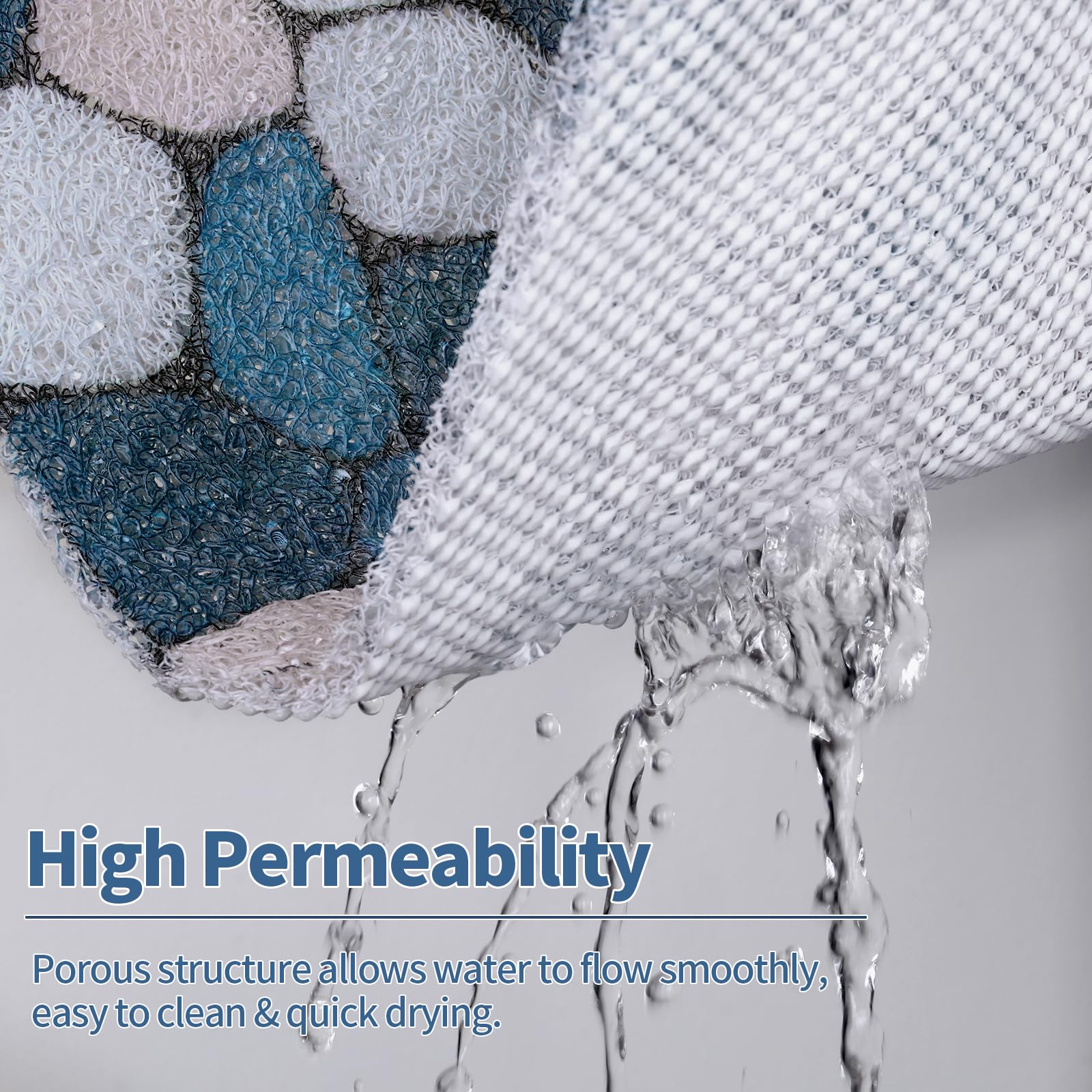 Non-Slip Square Shower Mat with Drain Hole - PVC Loofah Bath Mat for Shower Stall, Anti-Slip Bathroom Floor Mat for Safety - Perfect for Bathrooms, Spa, and Wet Areas