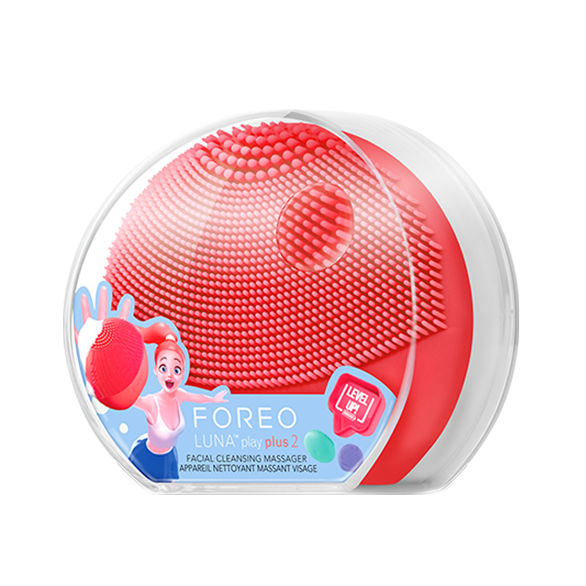 LUNA Play Plus 2 Peach of Cake Facial Cleansing Brush - Gentle Exfoliating & Deep Pore Cleansing for Glowing Skin | Perfect for Daily Skincare Routine & Travel