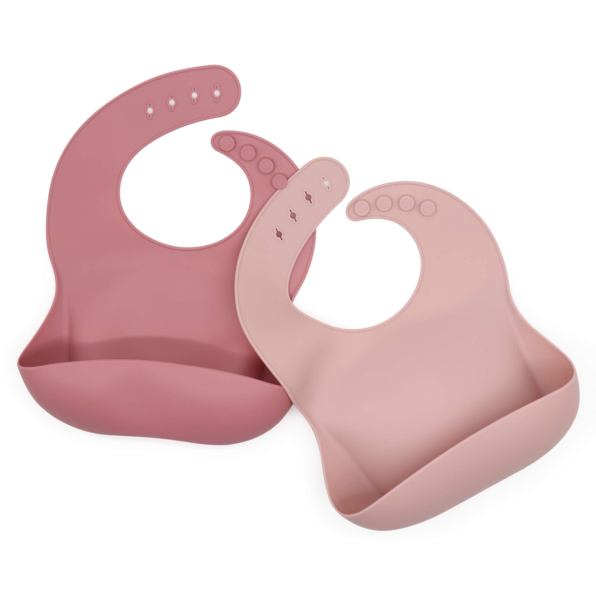 Soft Silicone Baby Bibs with Food Catcher - Waterproof & Adjustable for Girls & Boys (6-36 Months) - 2-Pack Set - Perfect for Messy Mealtime & Toddler Feeding