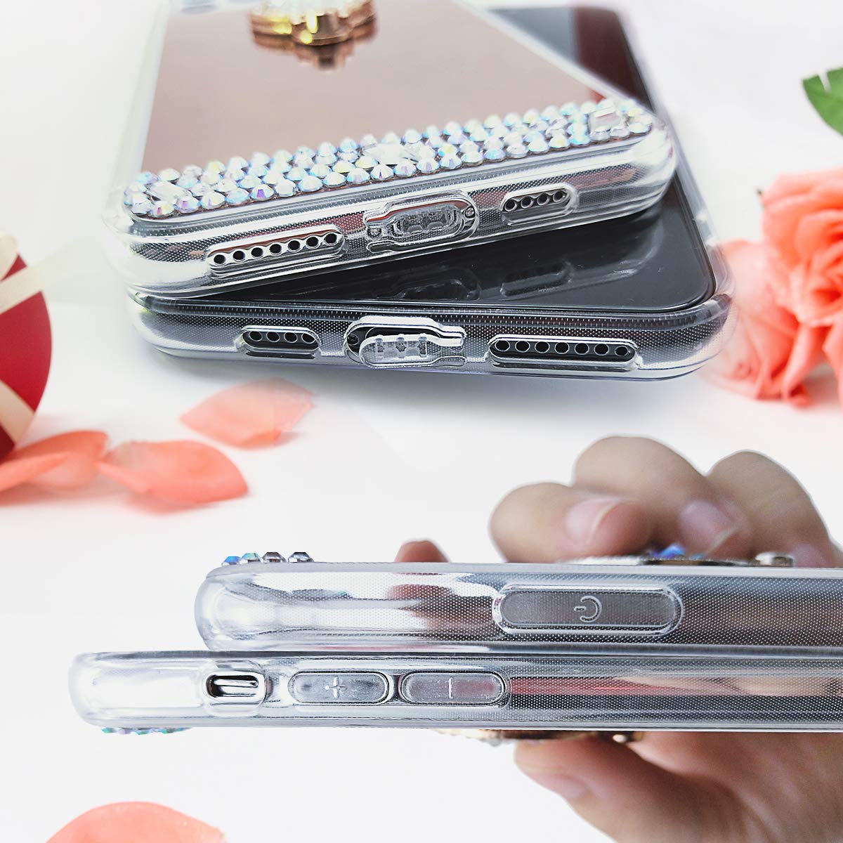 Sparkly Diamond Glitter Mirror Case for iPhone 11 Pro Max - Bling Rhinestone Protective Cover with Ring Holder & Kickstand | Cute Fashion Phone Case for Women & Girls | Perfect for Parties, Dating & Selfies
