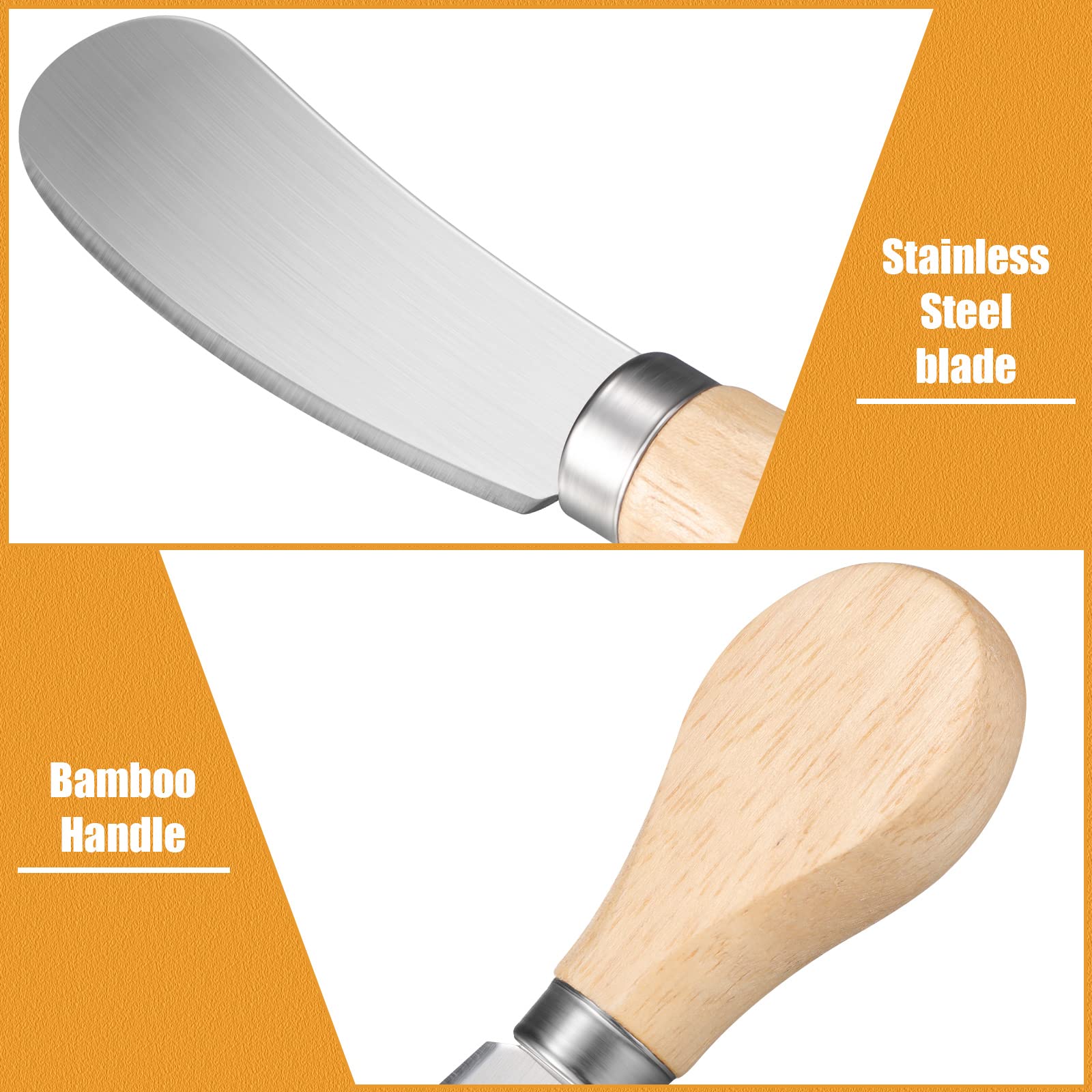 24-Piece Mini Cheese Spreader Knives Set - 4.7 Inch Stainless Steel Butter Knives with Wooden Handle - Perfect for Charcuterie Boards, Cream Cakes, Sandwiches & Condiment Serving - Ideal for Dinner Parties, Picnics & Gourmet Cheese Tasting