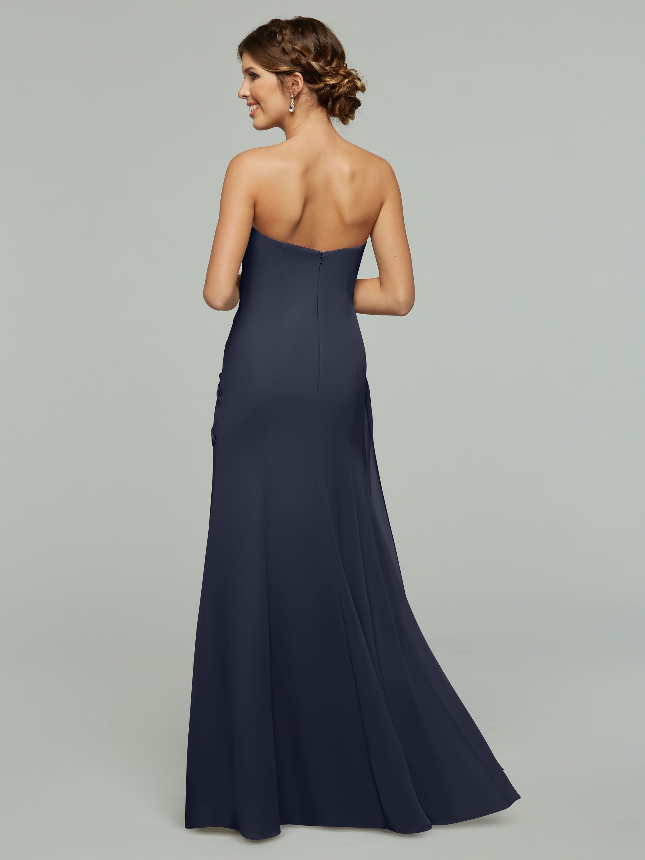 80028 1 Strapless Sweetheart Chiffon Bridesmaid Dress With Ruching - Elegant Formal Gown for Weddings, Prom & Special Occasions