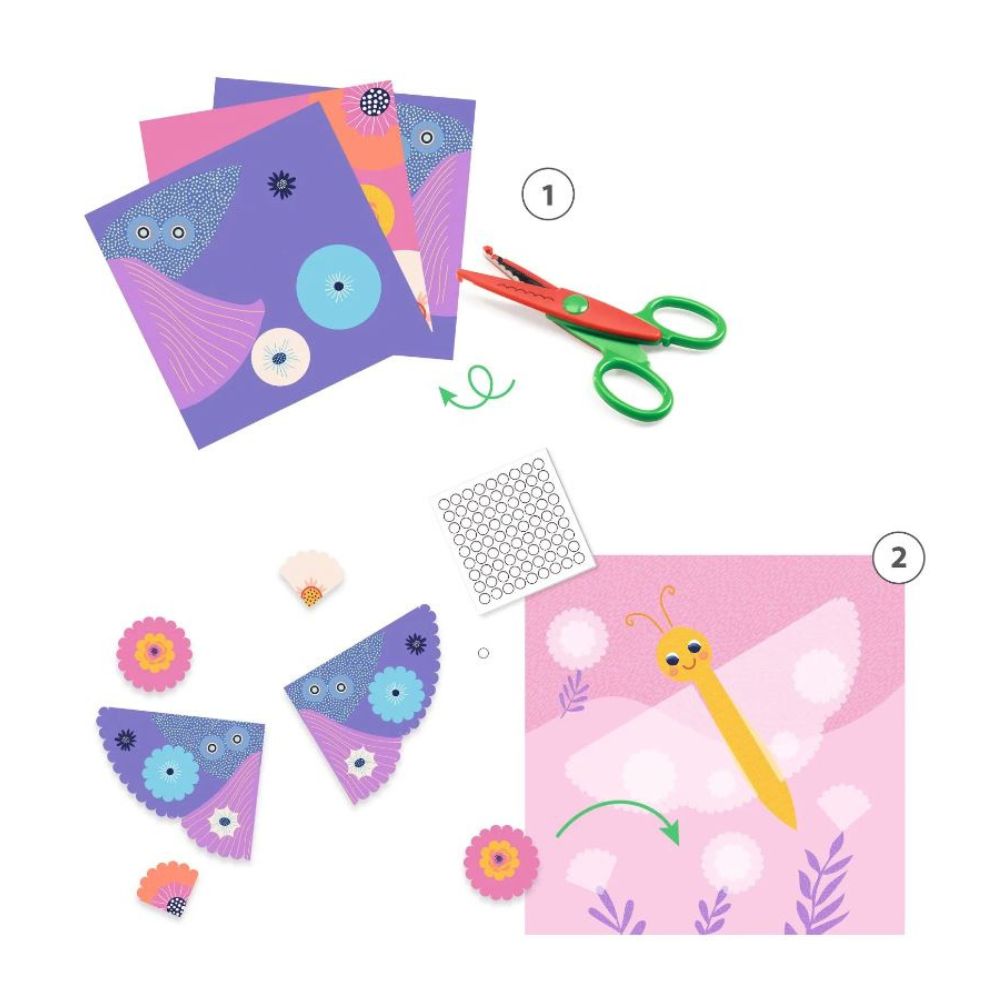 Djeco Crinkle Cutting Collage Kit for Kids - Creative Art & Craft Supplies for Scrapbooking, DIY Projects & Classroom Activities