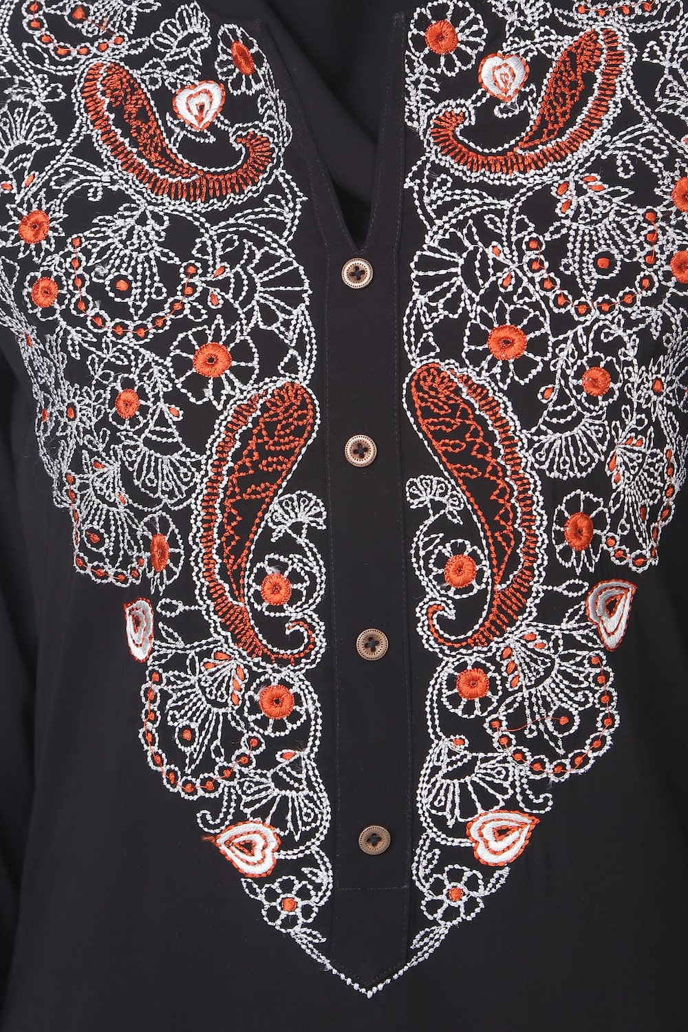 Elegant Faux Button Front Paisley Embroidered Abaya Dress - Modest Muslim Prayer Dress for Women, Perfect for Eid, Ramadan & Special Occasions