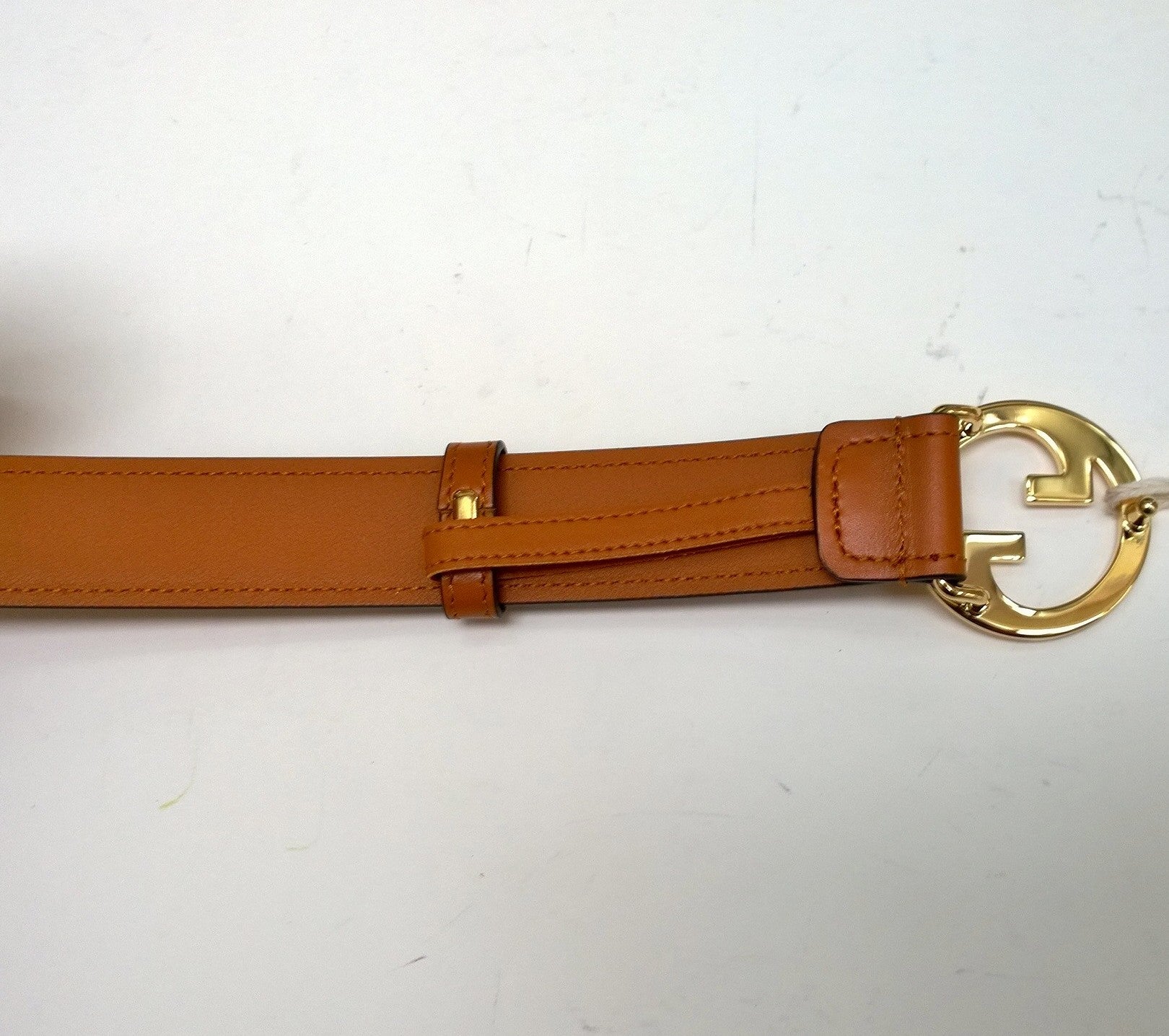 Gucci Blondie Leather Belt 3cm - Tan Luggage Color with Gold GG Buckle | Stylish Accessory for Women's Fashion, Jeans, Dresses & Office Wear
