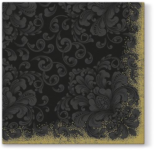 Premium Rococo Black Airlaid 1/4 Fold Dinner Napkins - 50 Pack | Elegant Disposable Napkins for Parties, Weddings & Fine Dining