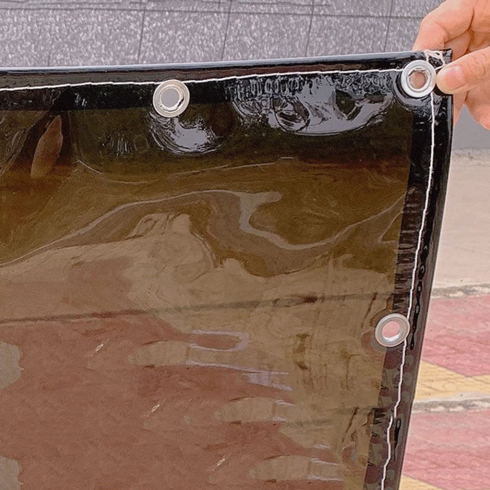 Heavy Duty Waterproof Tarpaulin - 520g/m² Black Transparent Plastic Tarp with Grommets for Greenhouse Cover, Car Protection, Outdoor Use (2.8x6m/9.2x19.7ft) | Weatherproof, Foldable & Durable for Camping, Construction & Emergency Shelter