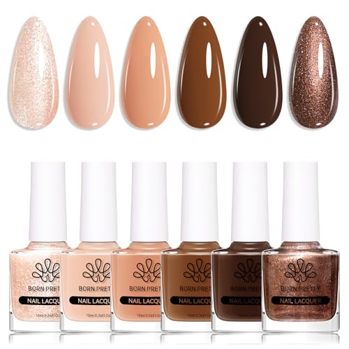 6Pcs Nude Brown Nail polish