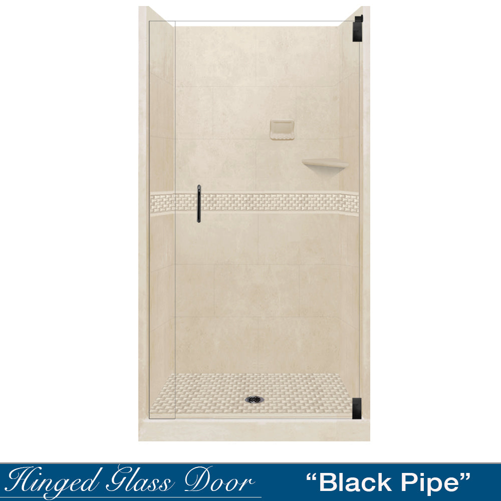 Alcove Desert Sand Sistine Stone & Jewel Stone Accent DIY Shower Remodel Kit - Easy Bathroom Upgrade for Home Renovation Projects