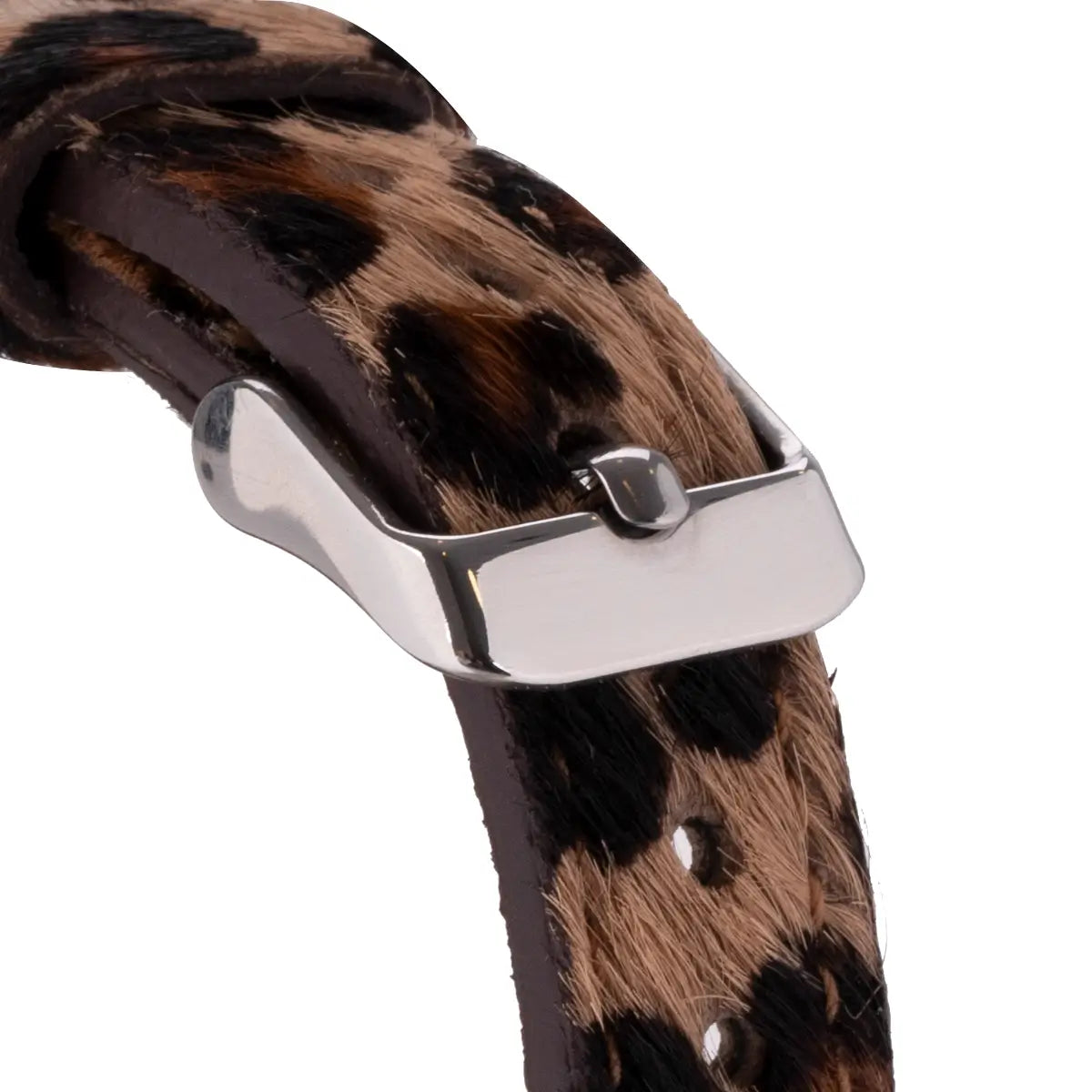 Furry Leopard Print Genuine Leather Ultra Slim Apple Watch Band for Women & Men - Stylish & Comfortable for Workouts, Office & Everyday Wear