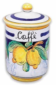 Hand Painted Frutta Coffee Canister - Italian Handmade Ceramic Storage Container for Coffee, Tea & Sugar - Perfect for Kitchen, Pantry & Gift Giving