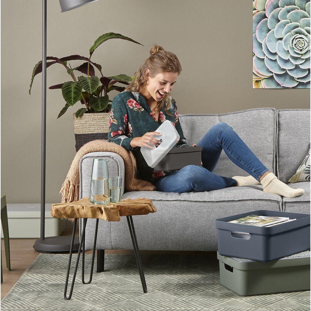 Sigma Home 5L Fabric Storage Bin with Lid - Light Grey Organizer for Closet, Nursery, or Pantry Organization