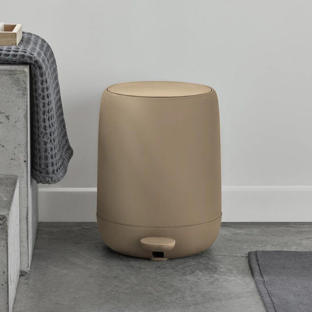 BLOMUS Sono Pedal Trash Can - 30cm Height, Large Size, Tan - Perfect for Kitchen, Bathroom & Office Waste Disposal