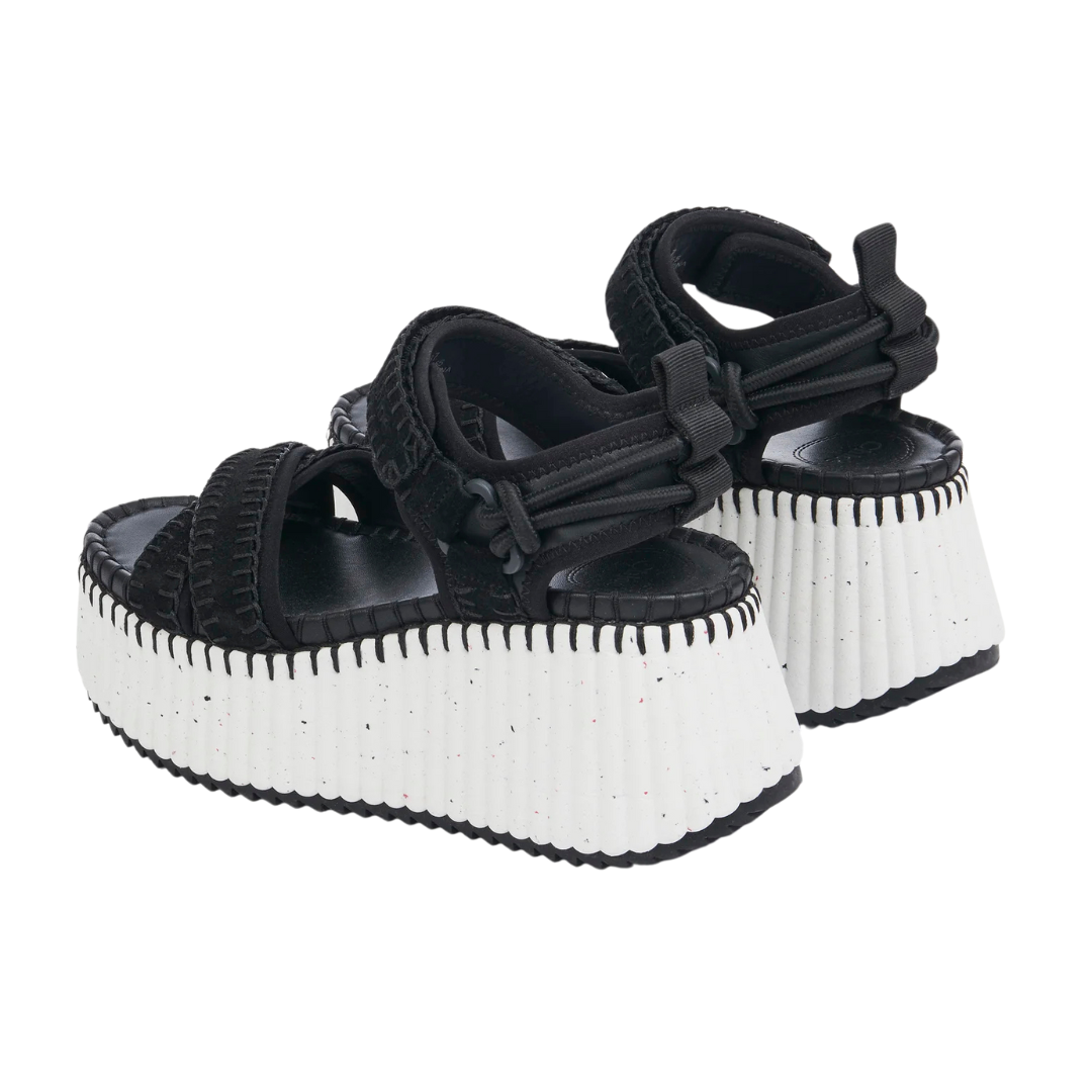 Nama Wedge Sandals for Women - Comfortable Black Summer Beach Sandals with Arch Support | Perfect for Walking, Vacation, and Outdoor Activities