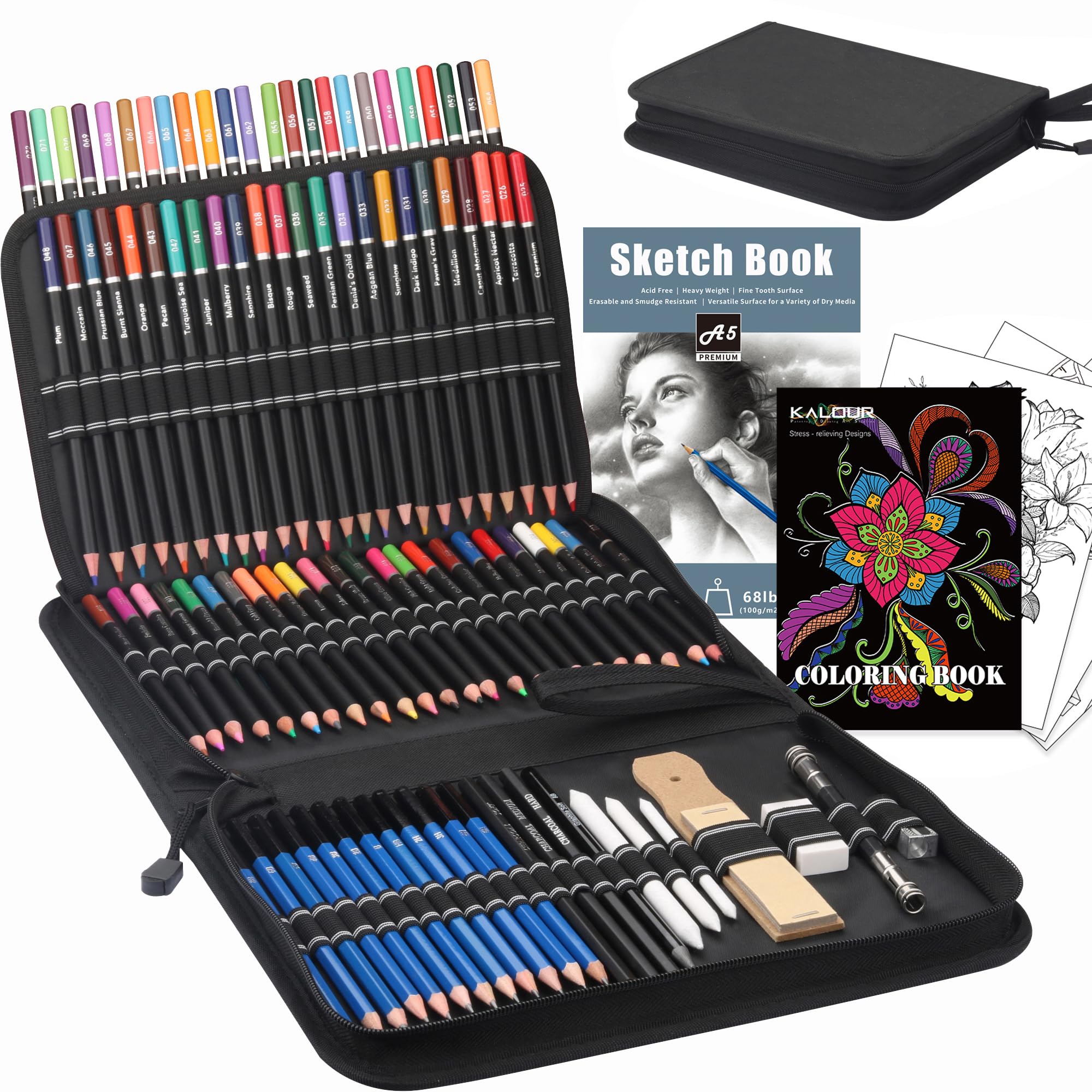 KALOUR 96-Piece Premium Art Pencil Set - 72 Colored Pencils & 24 Sketch Kit for Drawing, Sketching, Coloring | Professional Art Supplies for Beginners, Artists & Adults | Perfect for Sketchbooks, Adult Coloring Books & Art Projects