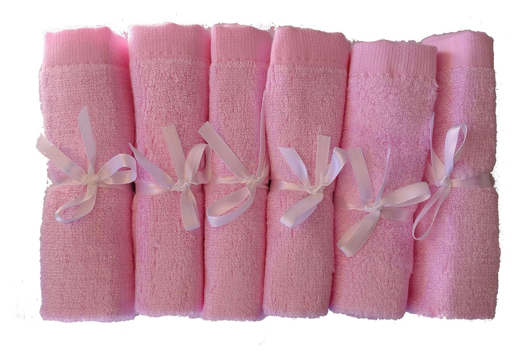 Soft Newborn Baby Face Cloths - 6 Pack Absorbent Bath & Burp Towels, Gentle Washcloths for Infant Care | Perfect for Bath Time, Feeding & Sensitive Skin (Pink)