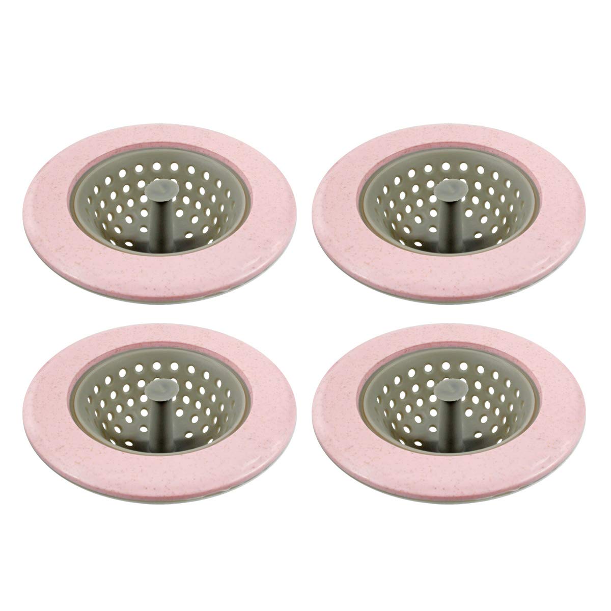 Premium Silicone Sink Strainer - 4 Pack Pink Drain Catcher for Kitchen Sink, Dishwasher Safe Garbage Disposal Cover - Perfect for Food Scraps, Hair & Debris Prevention in Bathroom & Kitchen Sinks