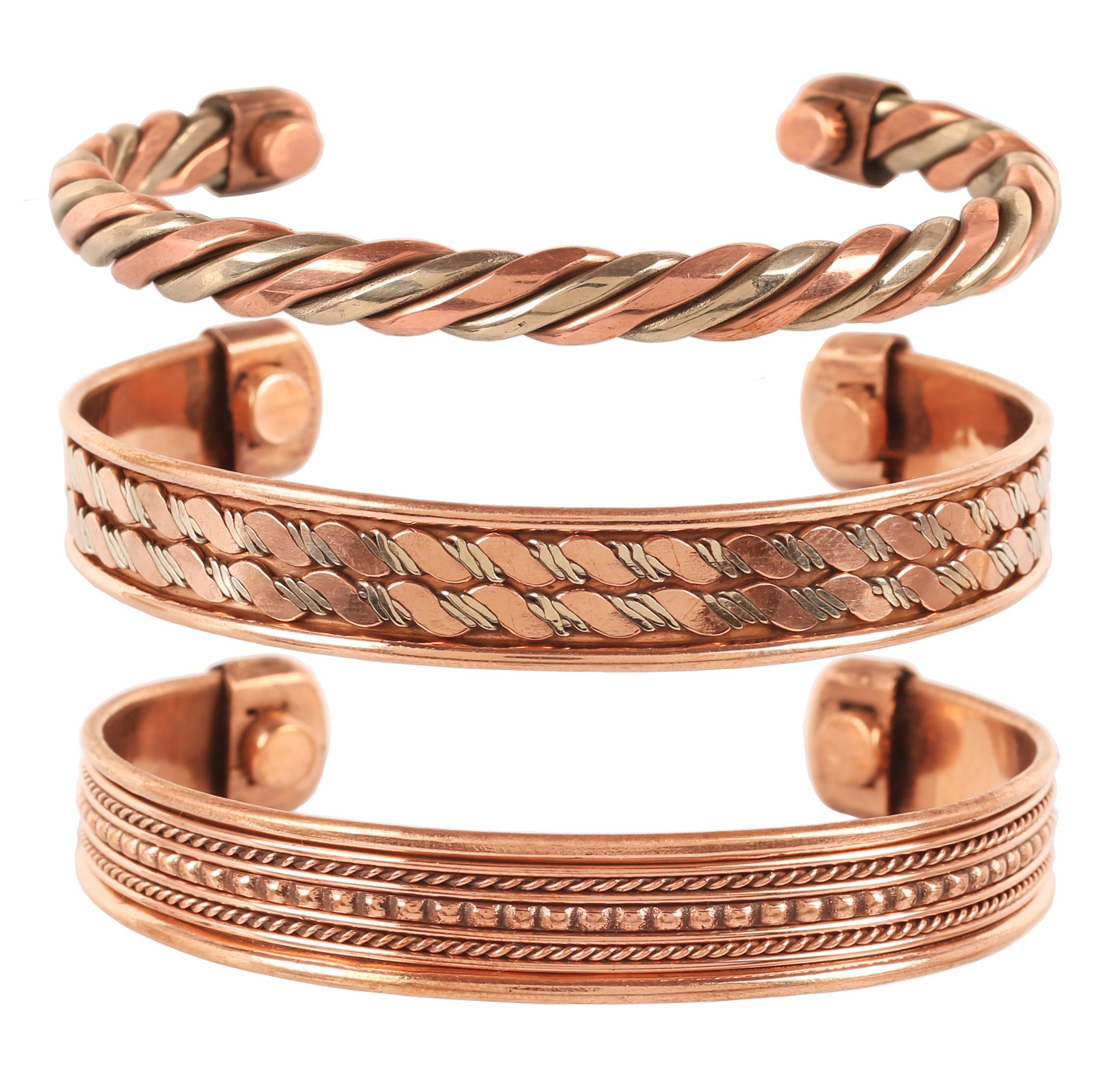 Touchstone Tibetan Style Copper Bracelet - Hand Forged Solid High Gauge Copper Cuff Jewelry for Women & Men - Multiple Design Options - Perfect for Yoga, Meditation & Spiritual Healing
