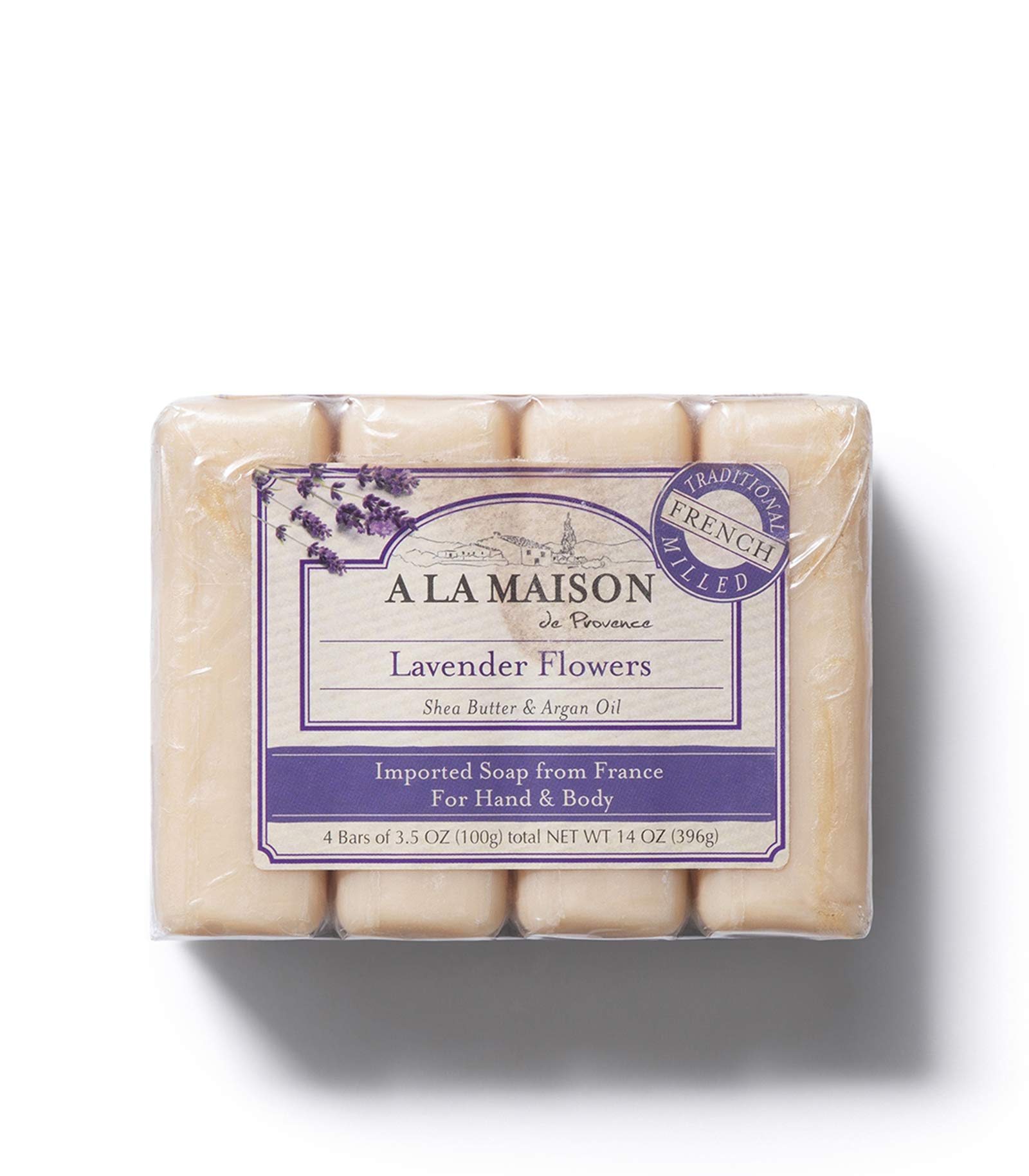 A LA MAISON - Natural Lavender Aloe Bar Soap, Triple French Milled, Moisturizing Hand Soap (4 Pack, 3.5 oz Each) - Gentle Cleansing for Dry Skin, Perfect for Bath, Shower & Gift Giving