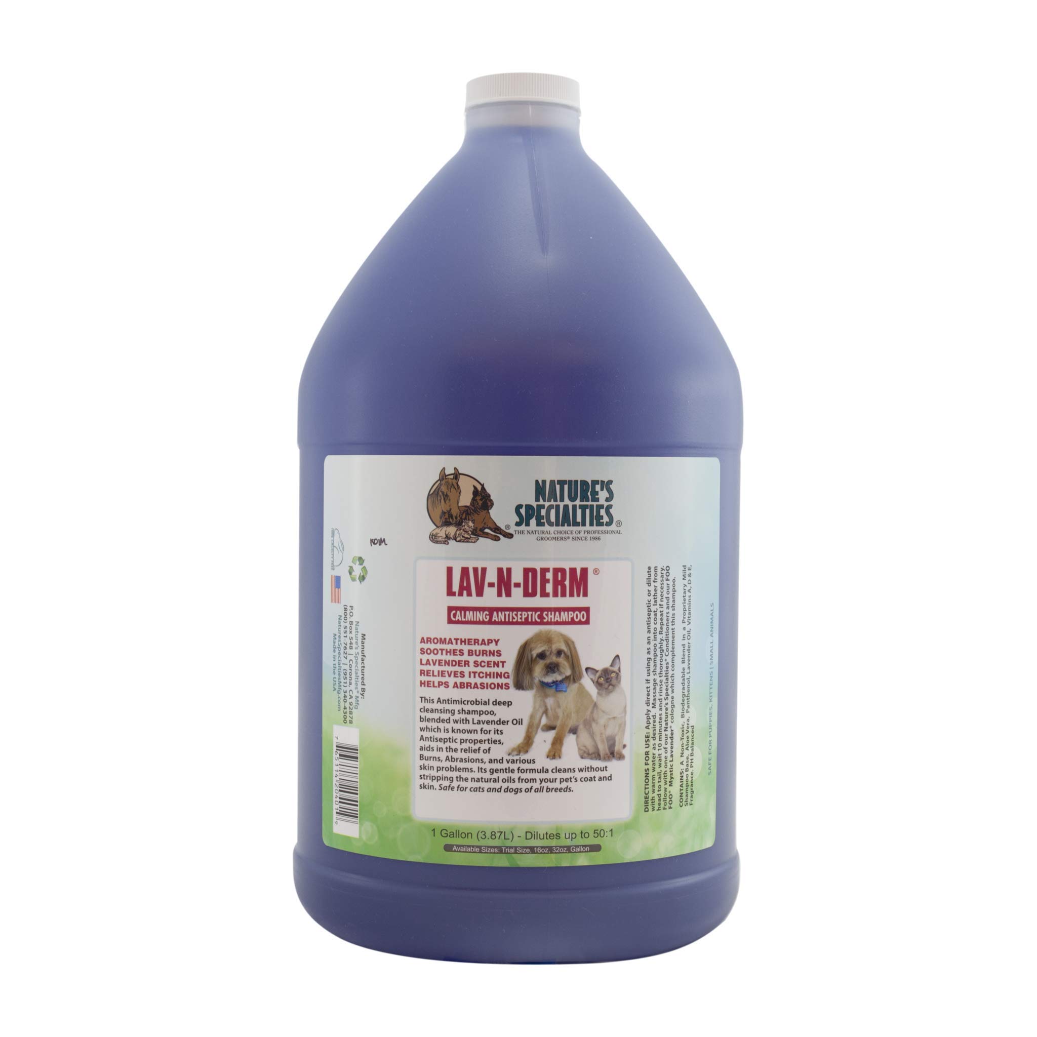 Nature's Specialties Lav-N-Derm Shampoo for Dogs & Cats - Soothing Oatmeal & Lavender Pet Shampoo for Dry, Itchy Skin - Gentle Cleansing & Moisturizing Formula for Bath Time & Grooming