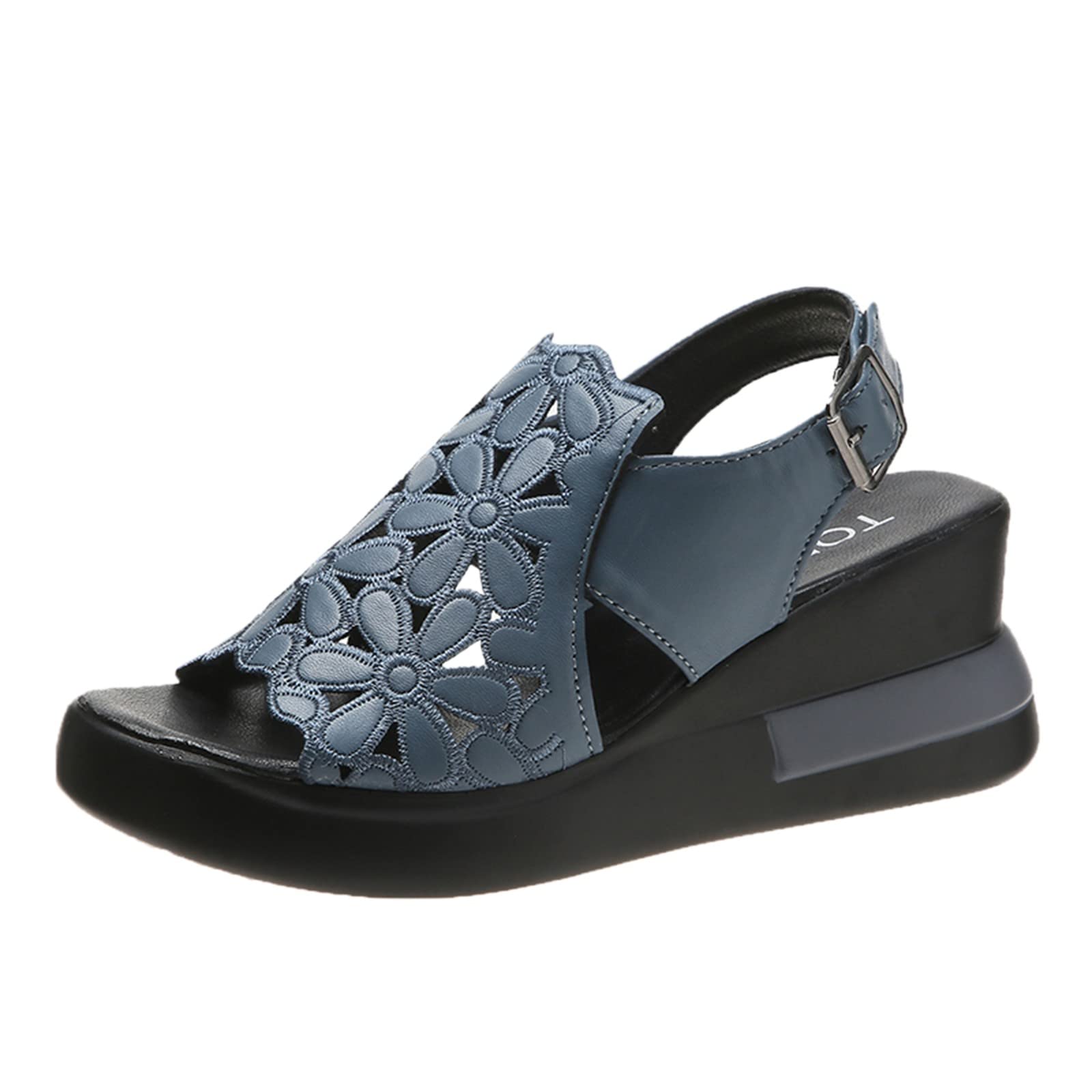 Women's Comfortable Leather Platform Wedge Heel Sandals - Peep Toe Espadrille Summer Shoes for Walking, Beach & Casual Outfits
