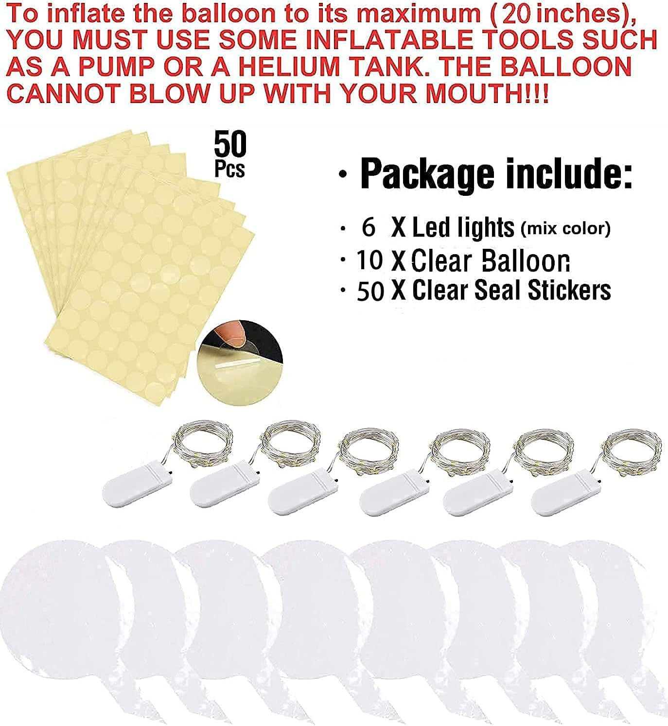 Blue LED Balloons 6-Pack - Light Up Clear Bobo Balloons with String Lights for Party, Birthday, Anniversary, Wedding Decorations - Perfect for Indoor & Outdoor Celebrations, Nighttime Events, and Photo Backdrops