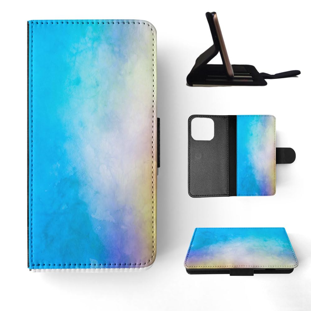 Blue Watercolor Flip Wallet Phone Case for Apple iPhone 15 Pro - Slim Protective Cover with Card Slots | Perfect for Everyday Use, Travel & Business Meetings