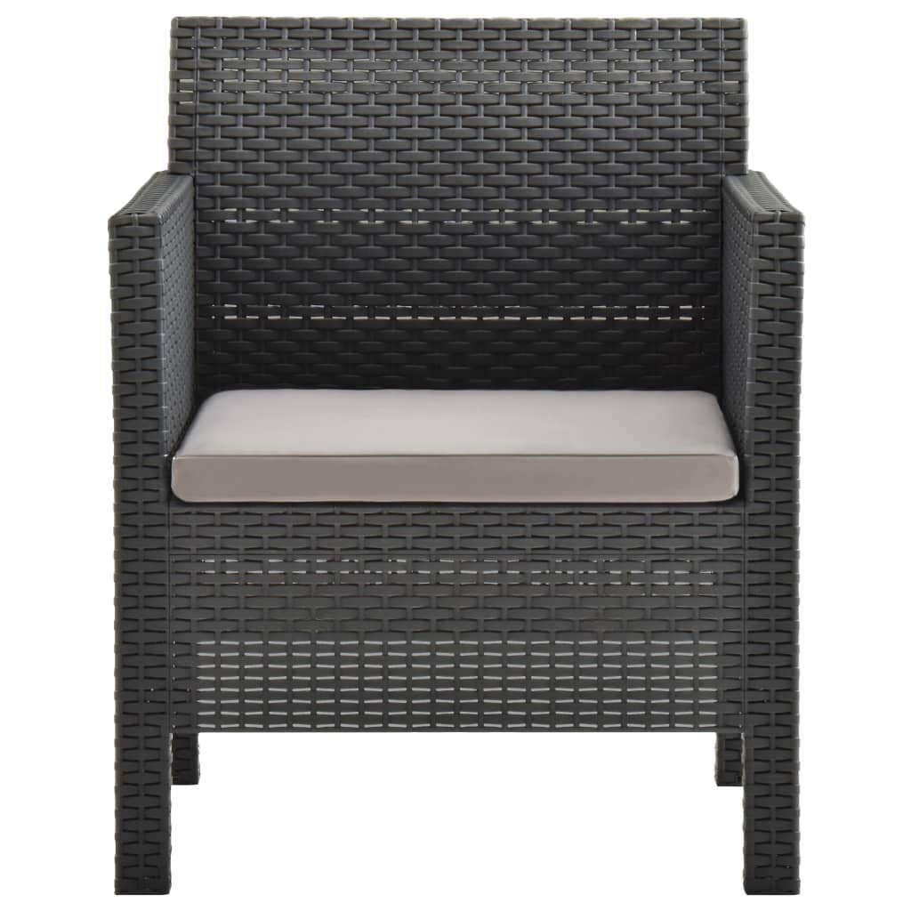 FAMIROSA 2-Piece Outdoor Patio Lounge Set with Comfortable Cushions - Durable PP Wicker in Anthracite Gray - Perfect for Backyard, Poolside, and Garden Relaxation