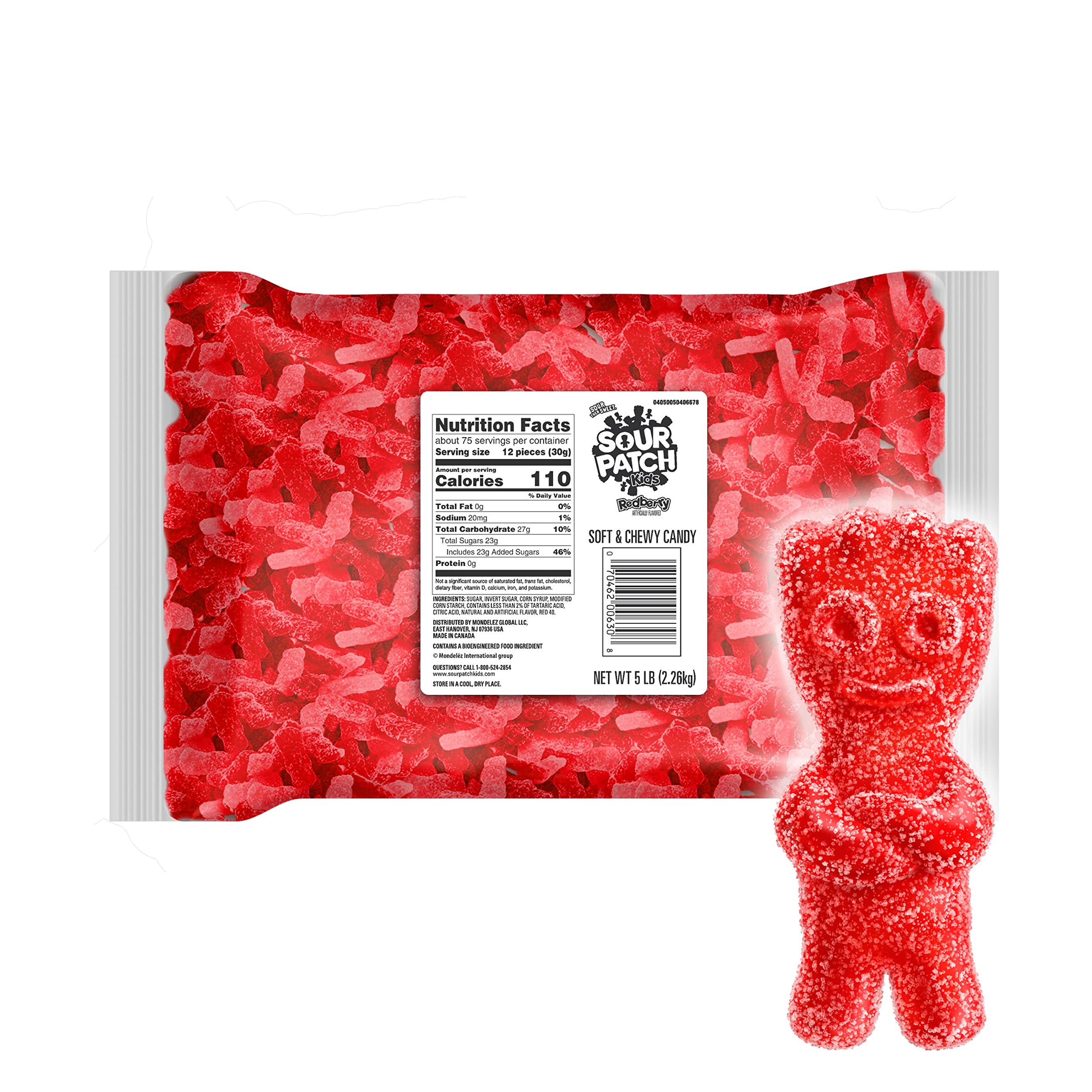 Sour Patch Kids Redberry Soft & Chewy Candy - 5 Pound Bulk Bag - Sweet & Tangy Gummy Treats for Parties, Movie Nights & Office Snacks