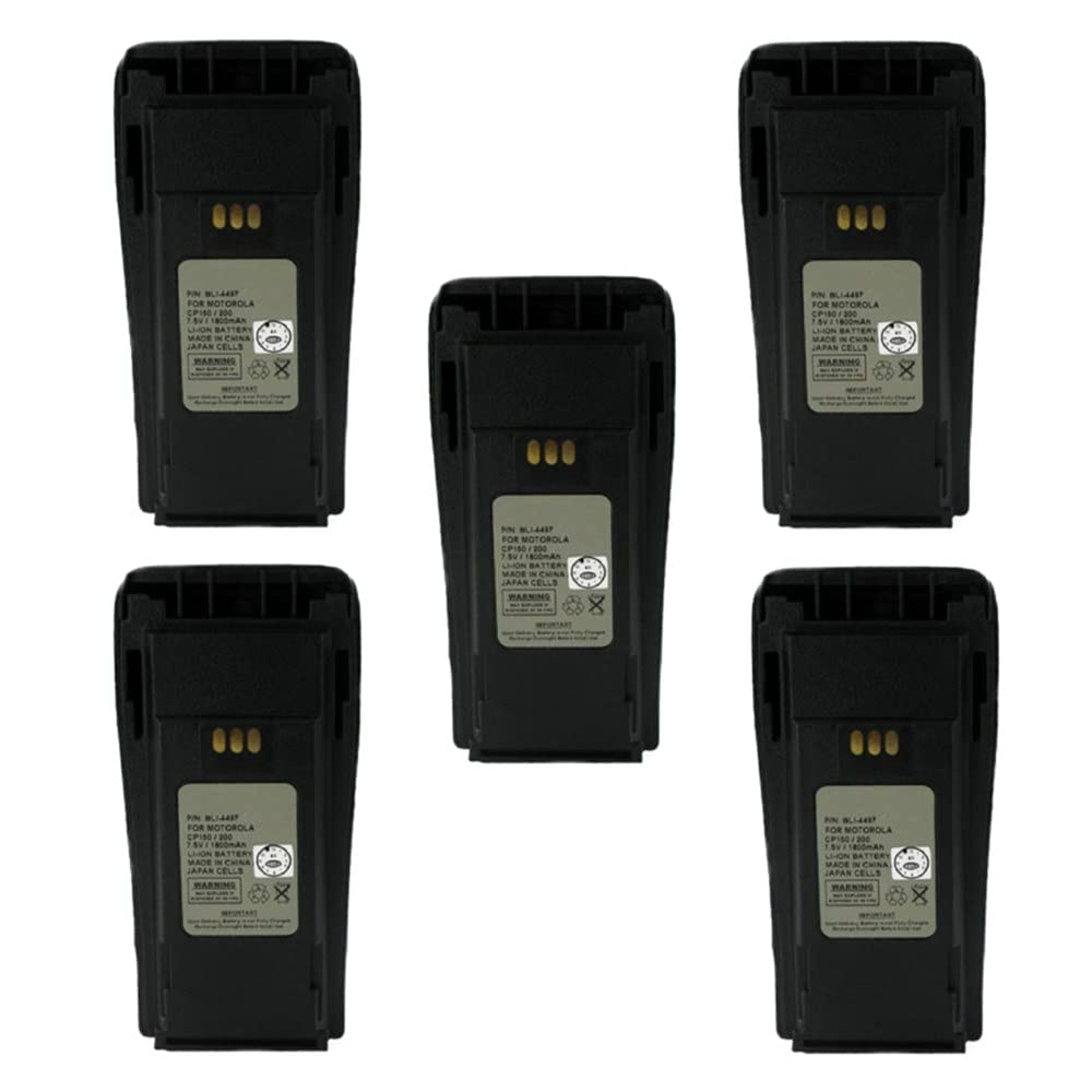 Empire 2-Way Radio Li-ion Battery Pack - 7.5V 1800mAh Replacement for Motorola HNN9701A & NNTN4497 (5-Pack) - Ideal for Construction, Security, and Emergency Communication