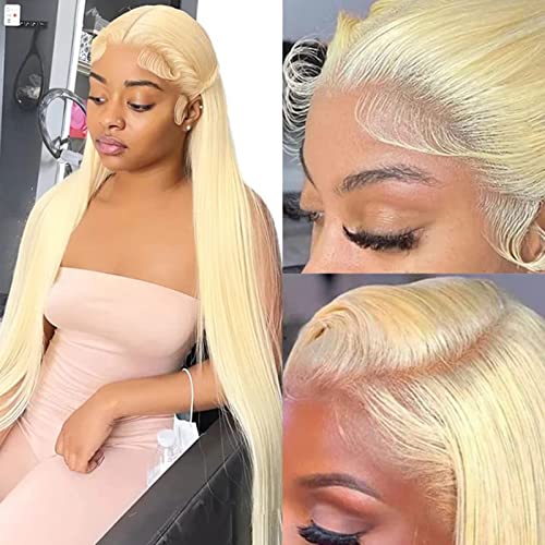 Yifute 13x6 HD Lace Front Wig 150% Density 10A 613 Blonde Human Hair Wig for Women - Pre Plucked with Baby Hair, Transparent Lace, Straight 18 Inch | Perfect for Daily Wear, Cosplay & Special Occasions